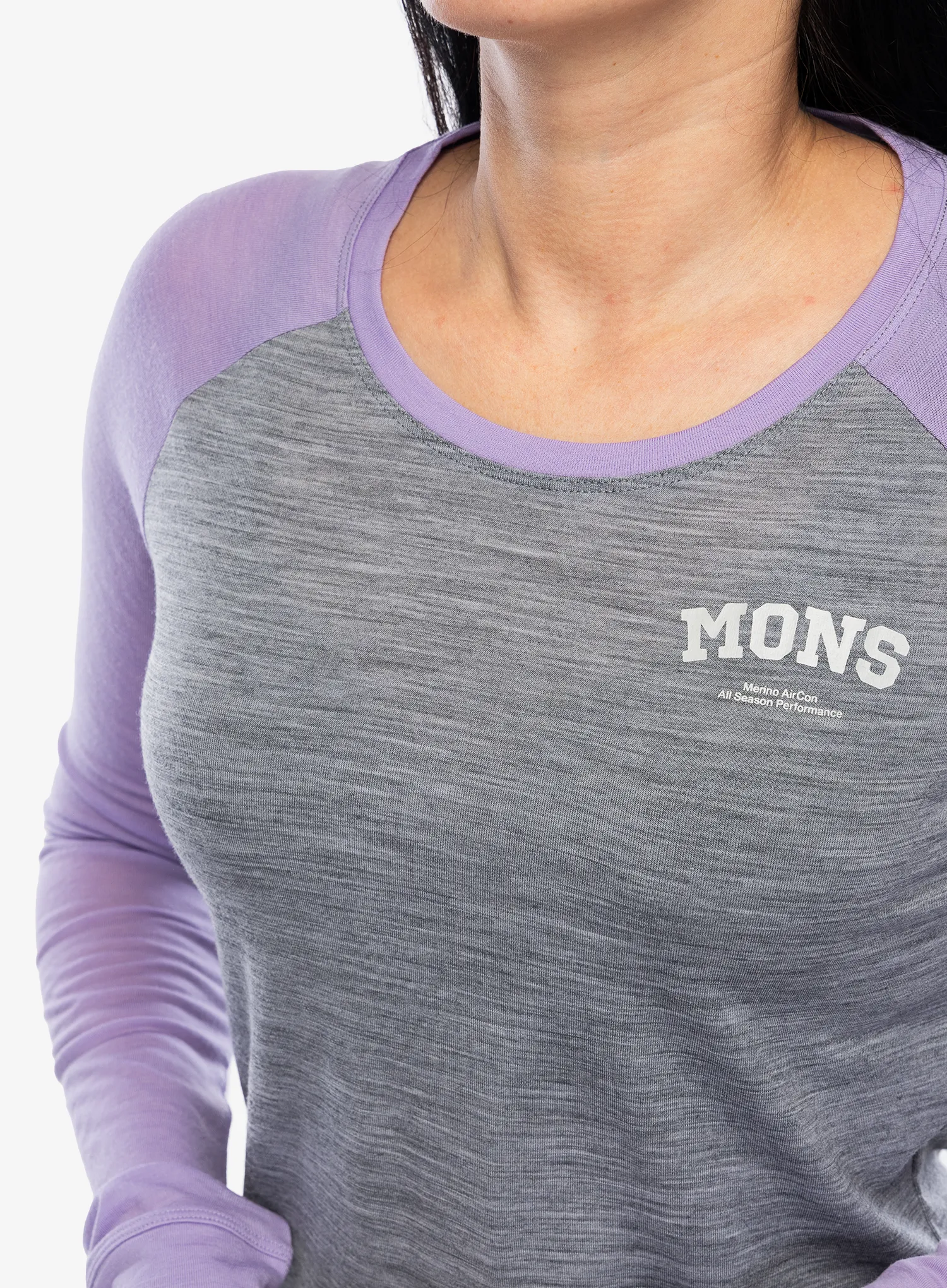 Dámská mikina Mons Royale Icon Raglan - grey heather/lupin