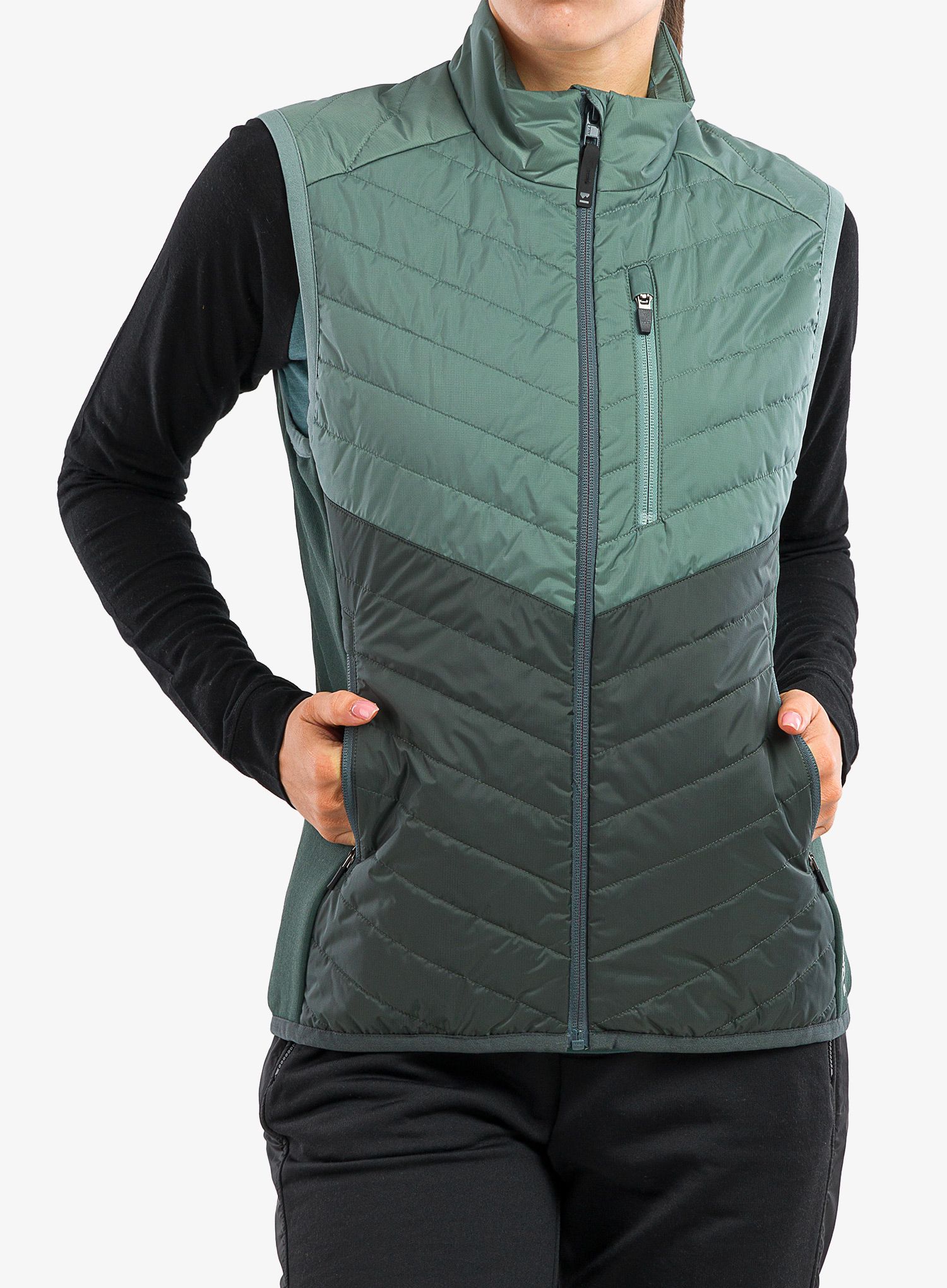 Dámská vesta Mons Royale Neve Vest - sage/burnt orange