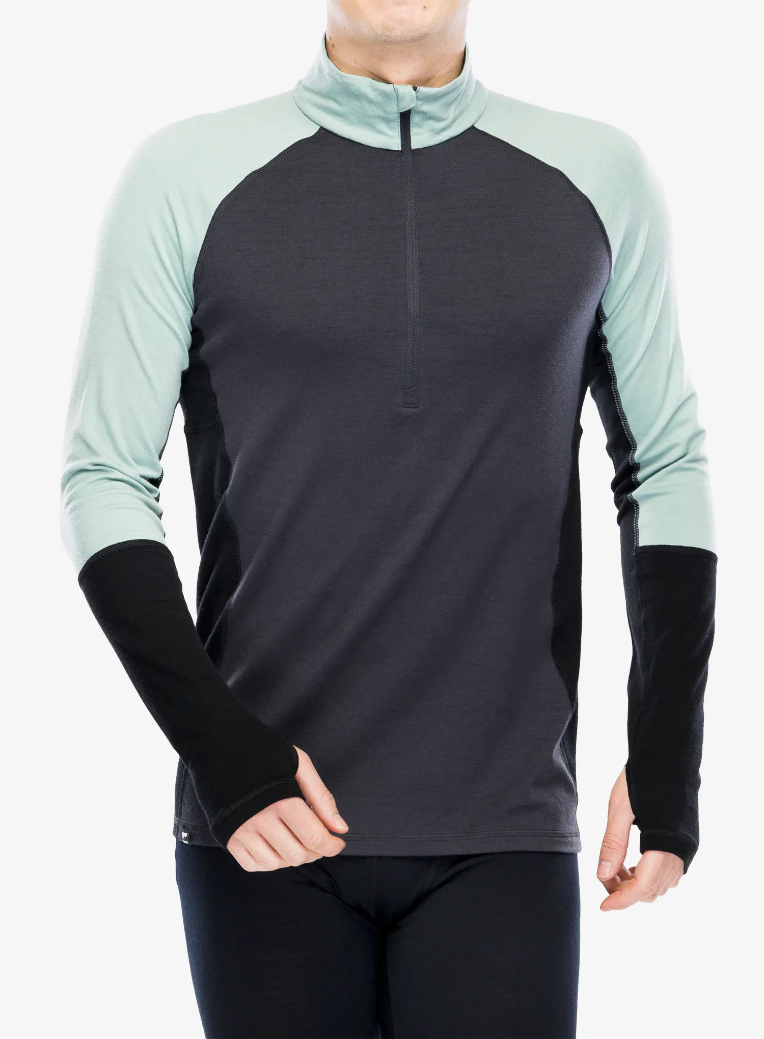 Funkční mikina Mons Royale Olympus Half Zip - dew/9 iron/black