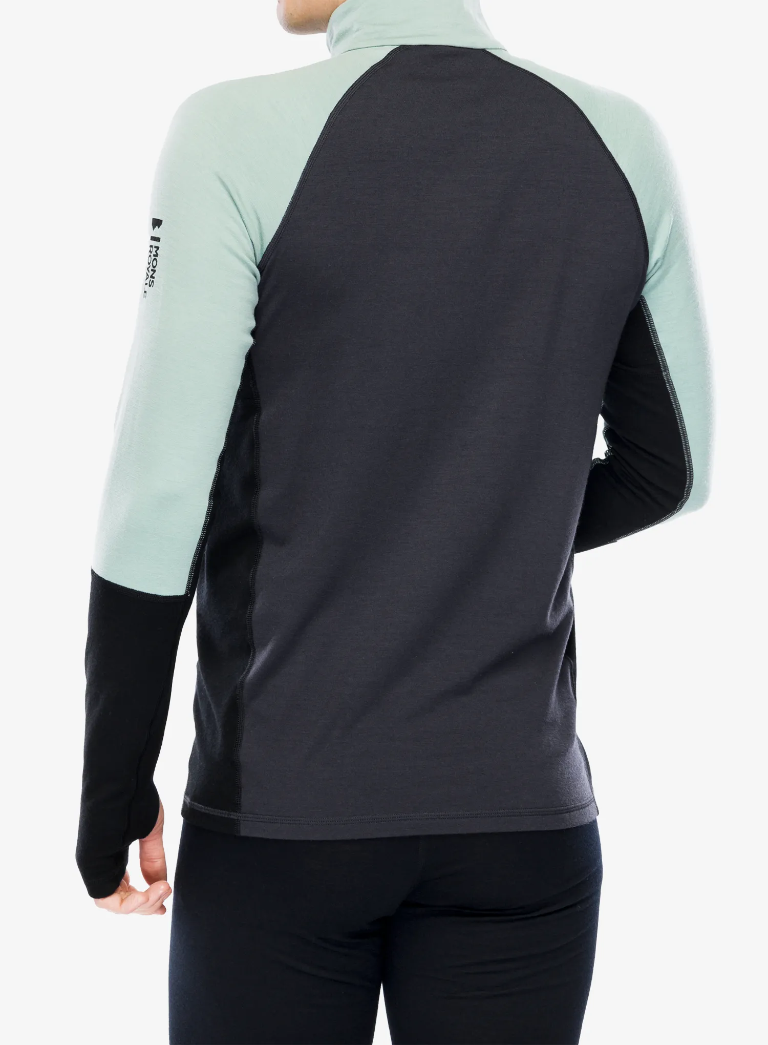 Funkční mikina Mons Royale Olympus Half Zip - dew/9 iron/black
