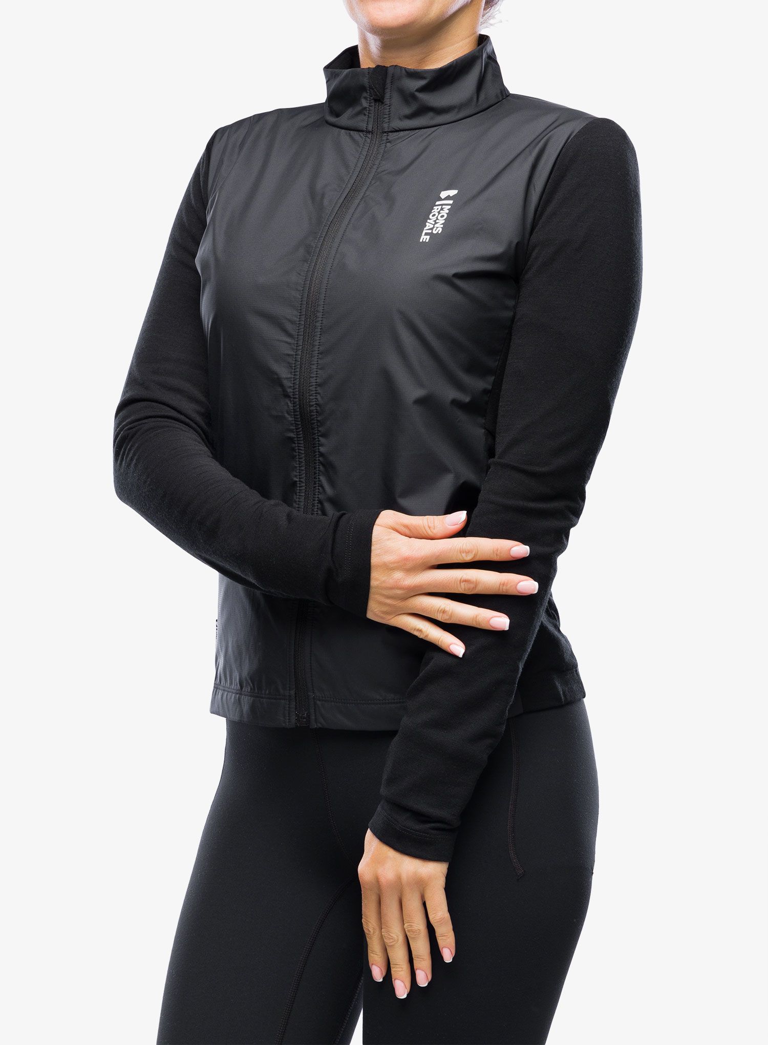 Cyklistická mikina dámská Mons Royale Redwood Wind Jersey - black