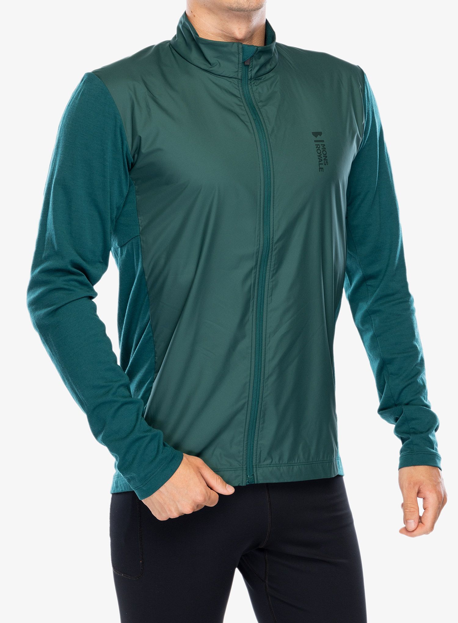 Cyklistická mikina Mons Royale Redwood Wind Jersey - evergreen