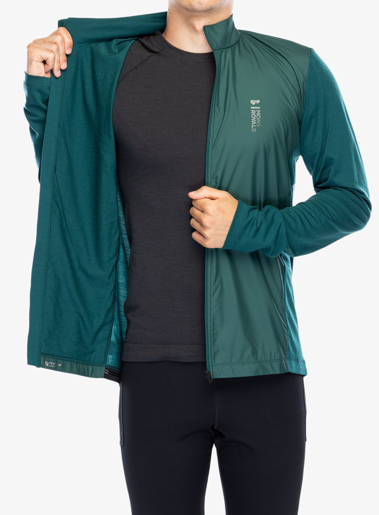 Cyklistická mikina Mons Royale Redwood Wind Jersey - evergreen