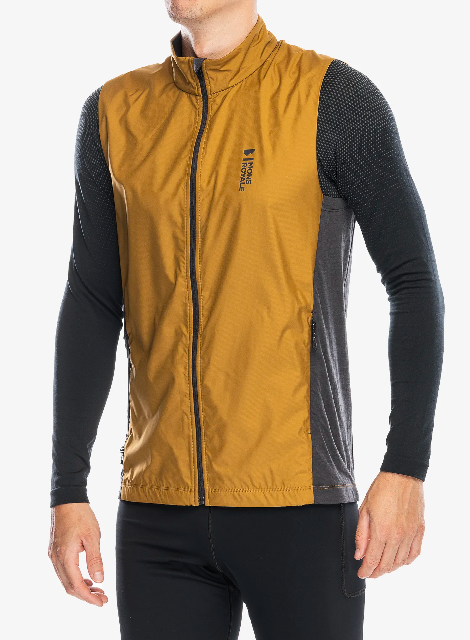 Cyklo vesta Mons Royale Redwood Wind Vest - shale/cumin