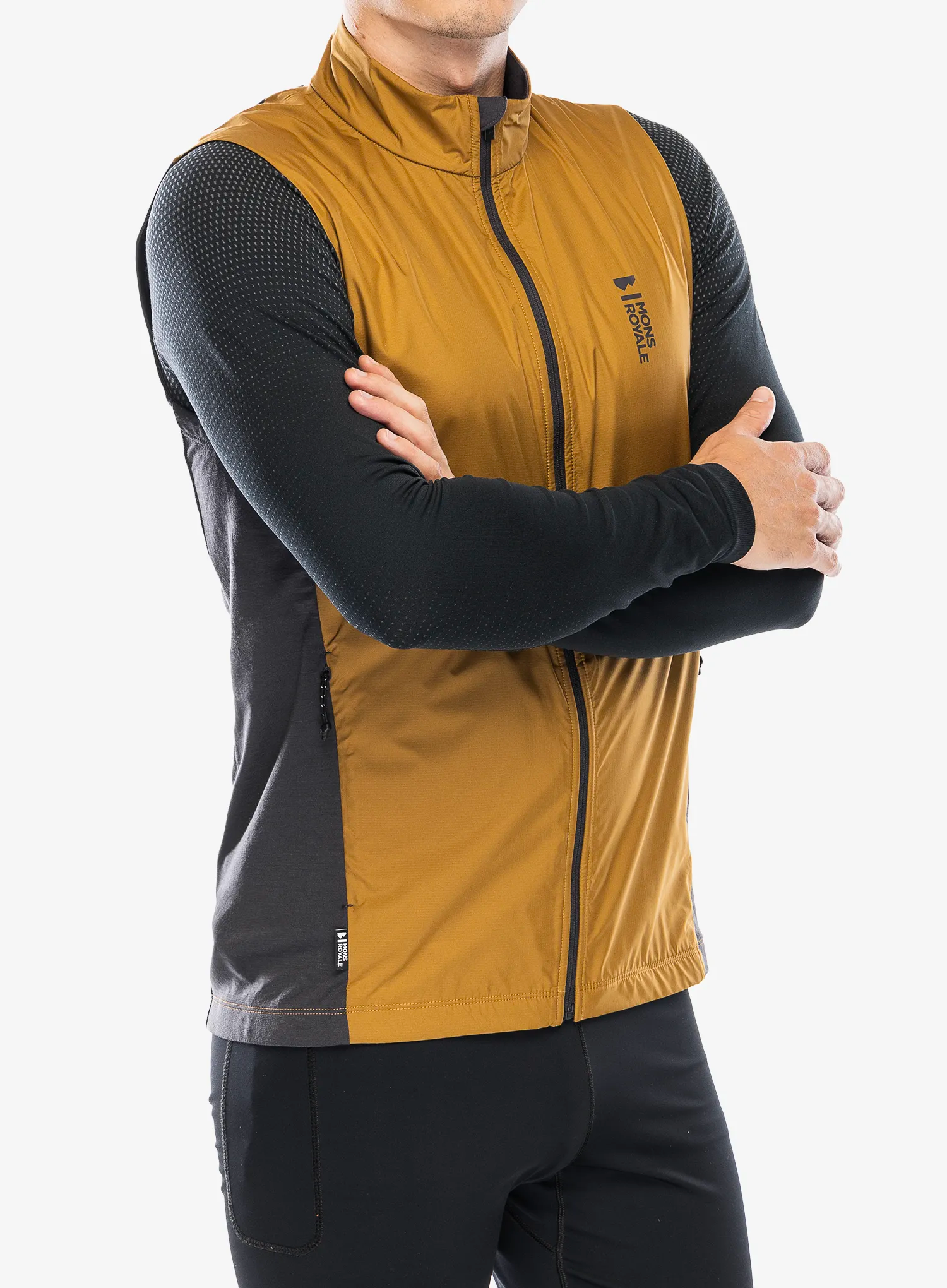 Cyklo vesta Mons Royale Redwood Wind Vest - shale/cumin