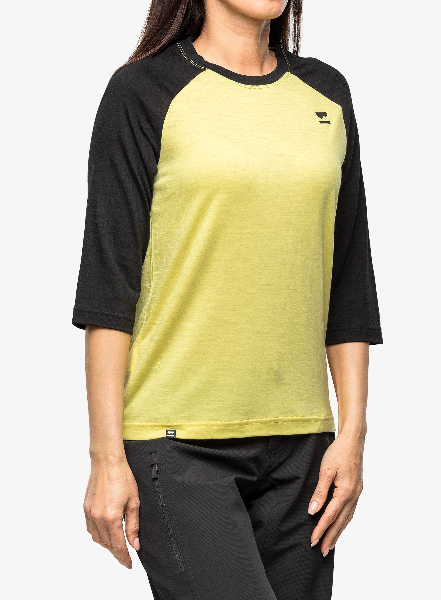 Dámské tričko Mons Royale Tarn Merino Shift Raglan 3/4 - black/limelight
