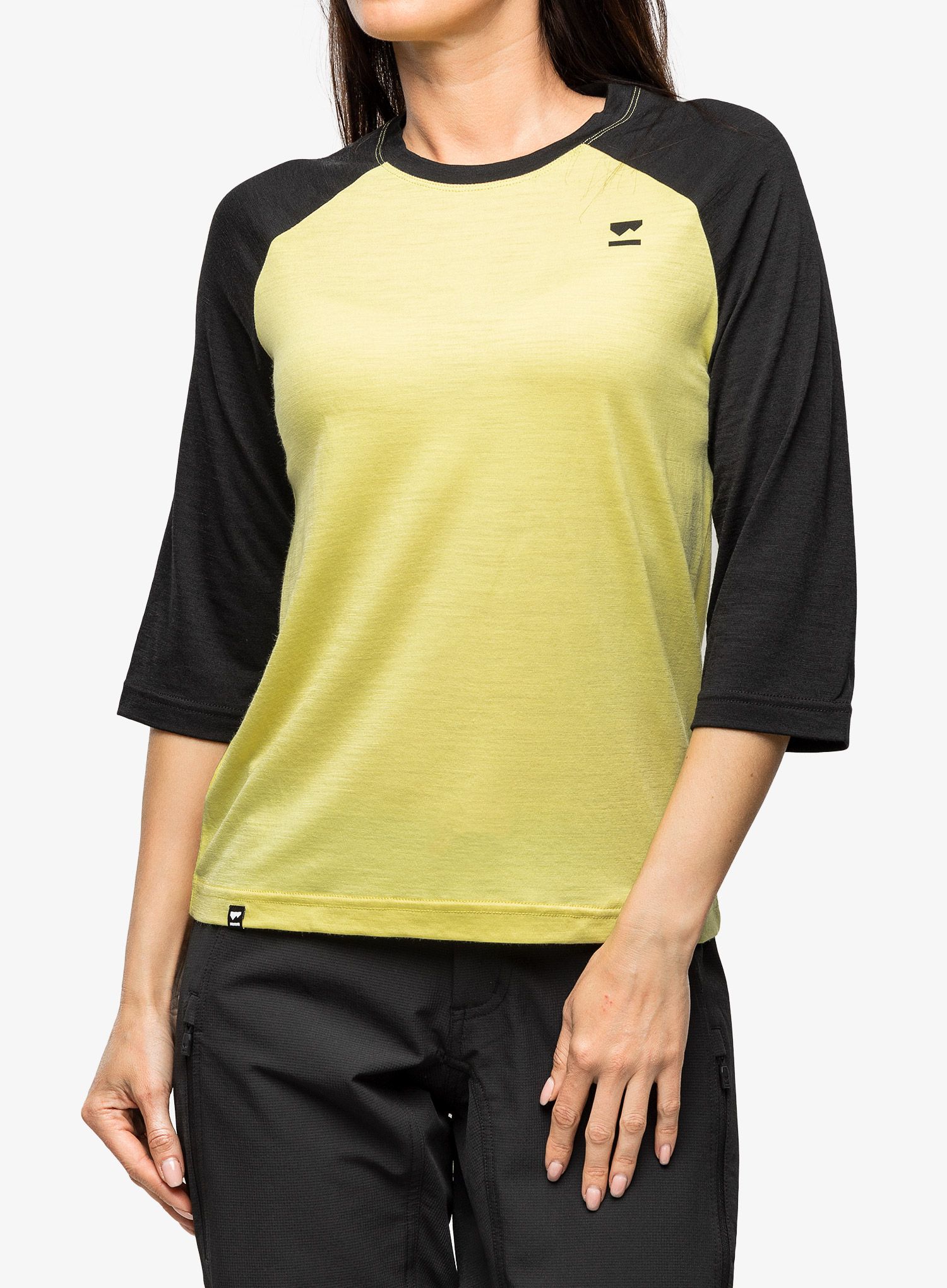 Dámské tričko Mons Royale Tarn Merino Shift Raglan 3/4 - black/limelight