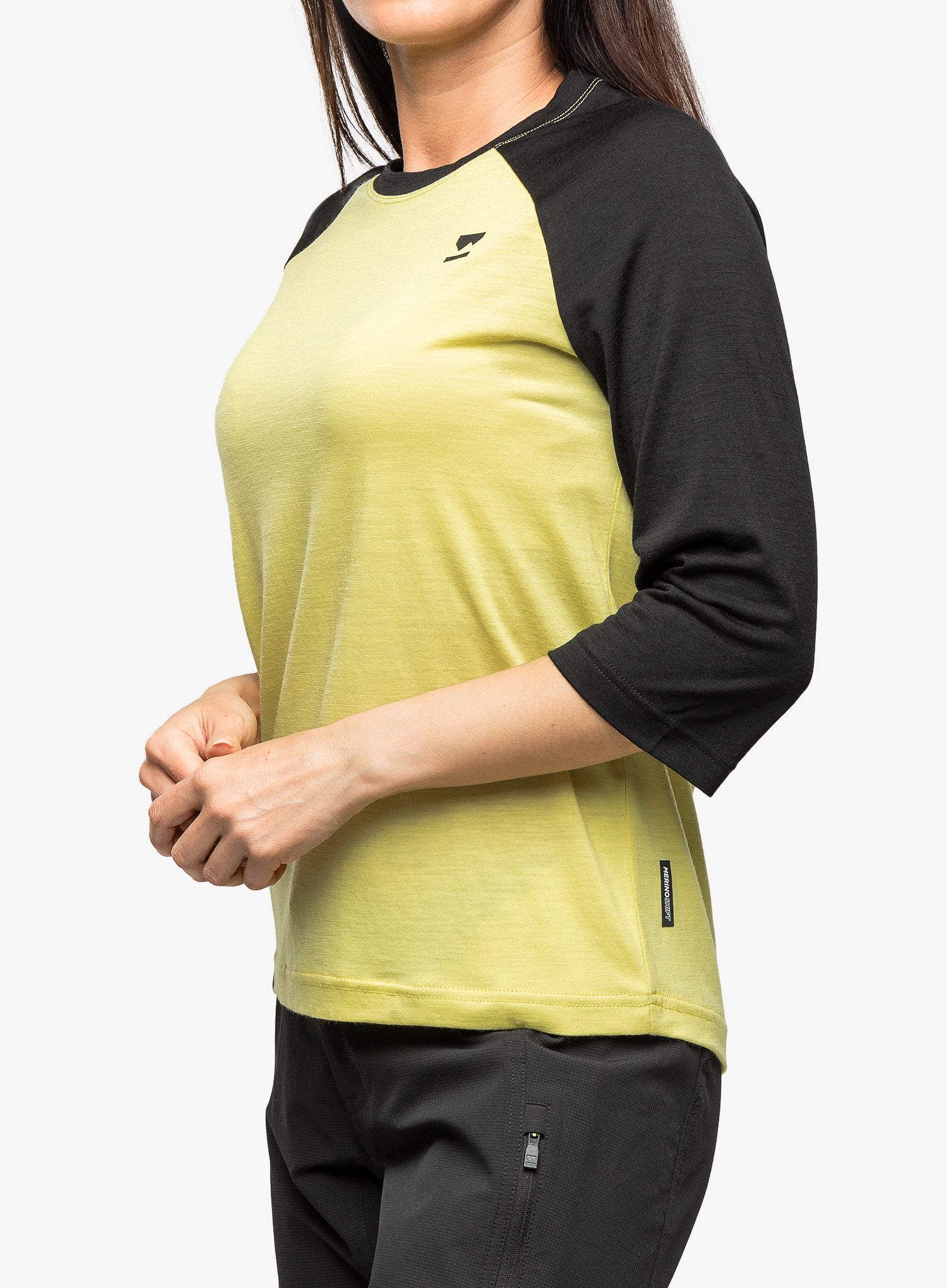 Dámské tričko Mons Royale Tarn Merino Shift Raglan 3/4 - black/limelight