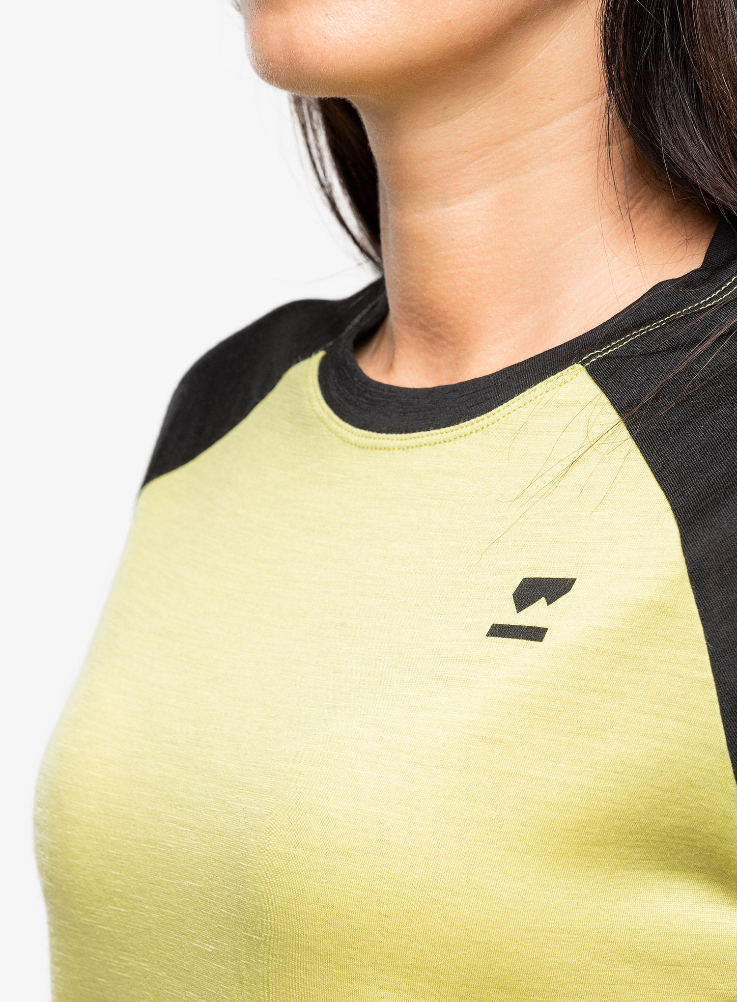 Dámské tričko Mons Royale Tarn Merino Shift Raglan 3/4 - black/limelight