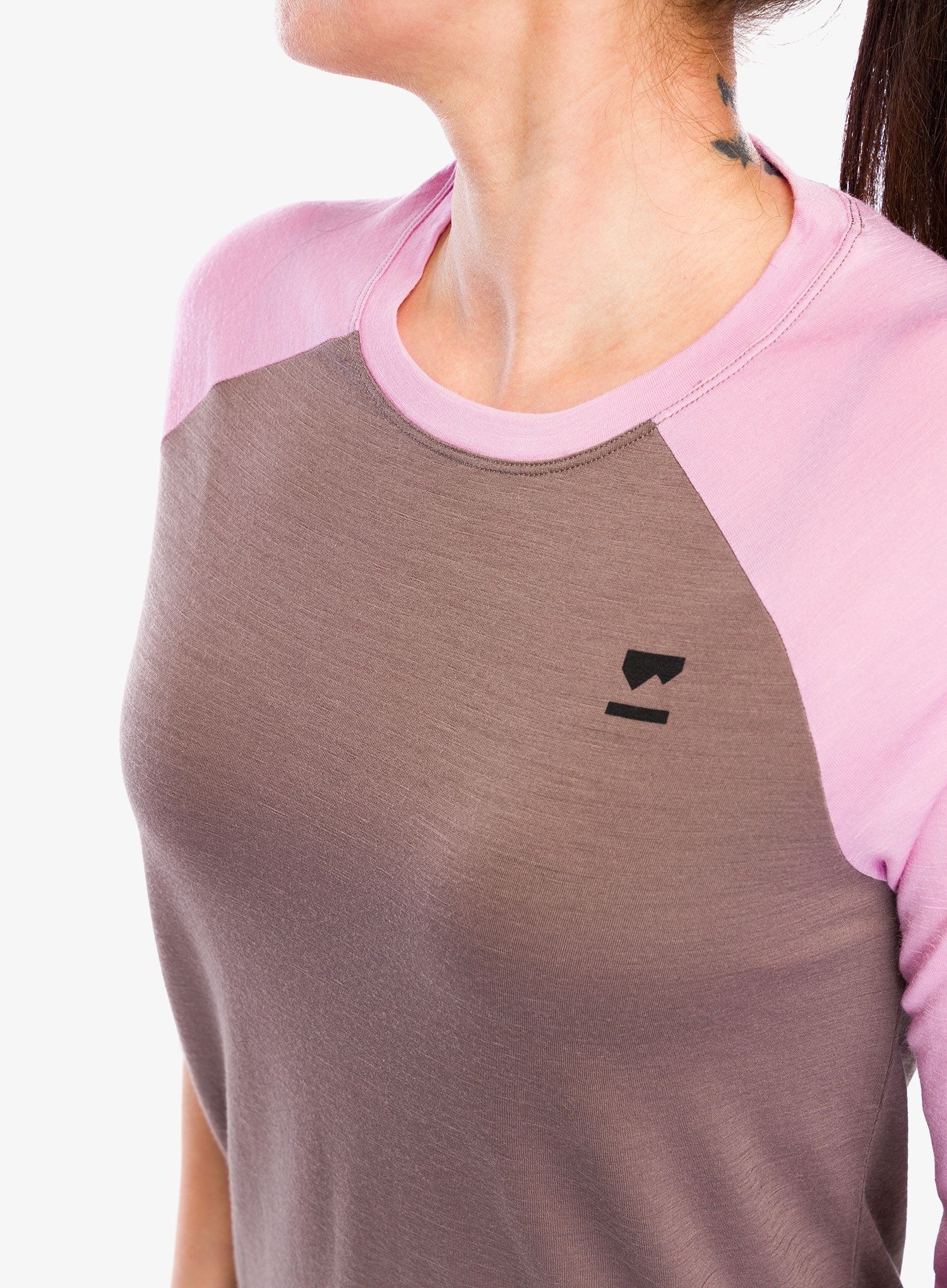 Dámské cyklistické triko Mons Royale Tarn Merino Shift Raglan 3/4 - pop pink/iron