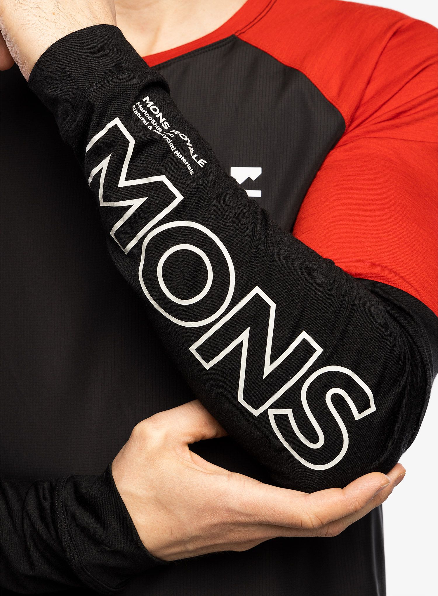 Cyklistická mikina Mons Royale Tarn Merino Shift Wind Jersey - retro red/black