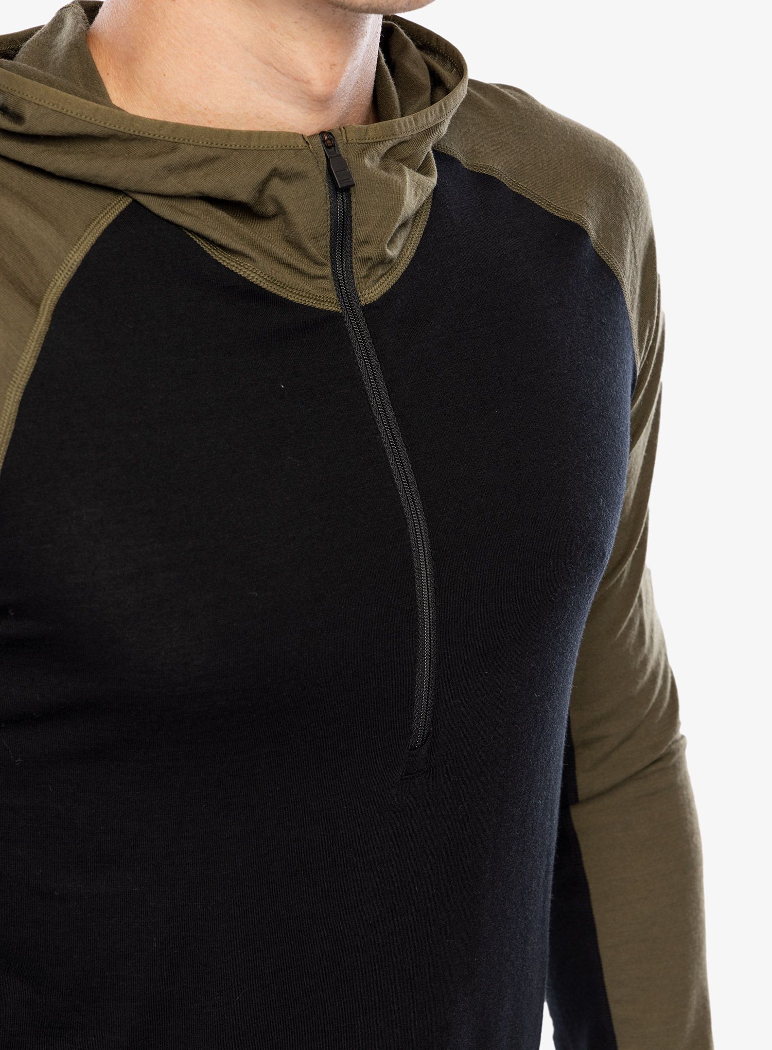 Funkční mikina Mons Royale Temple Tech Hood - dark olive/black