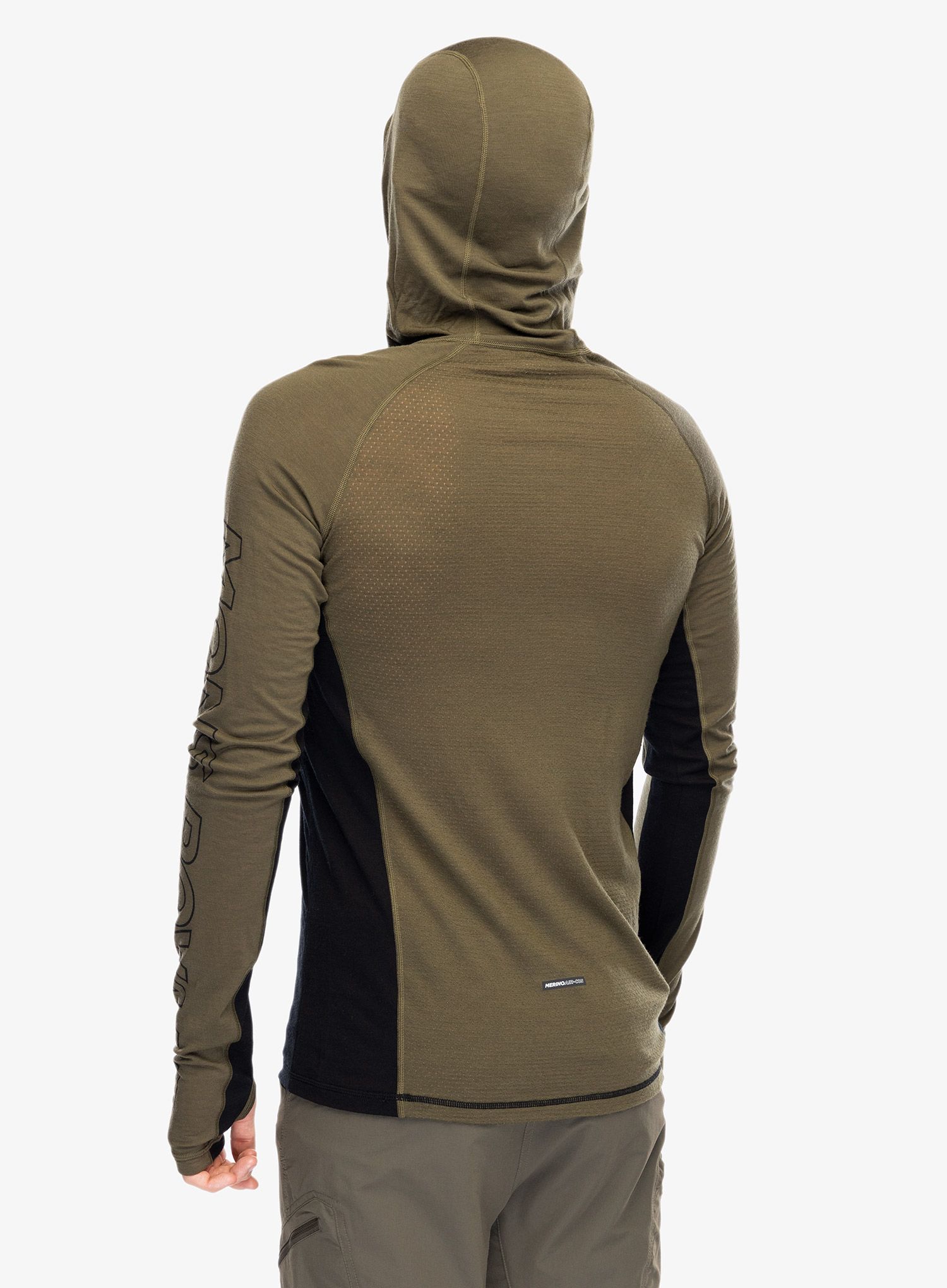 Funkční mikina Mons Royale Temple Tech Hood - dark olive/black
