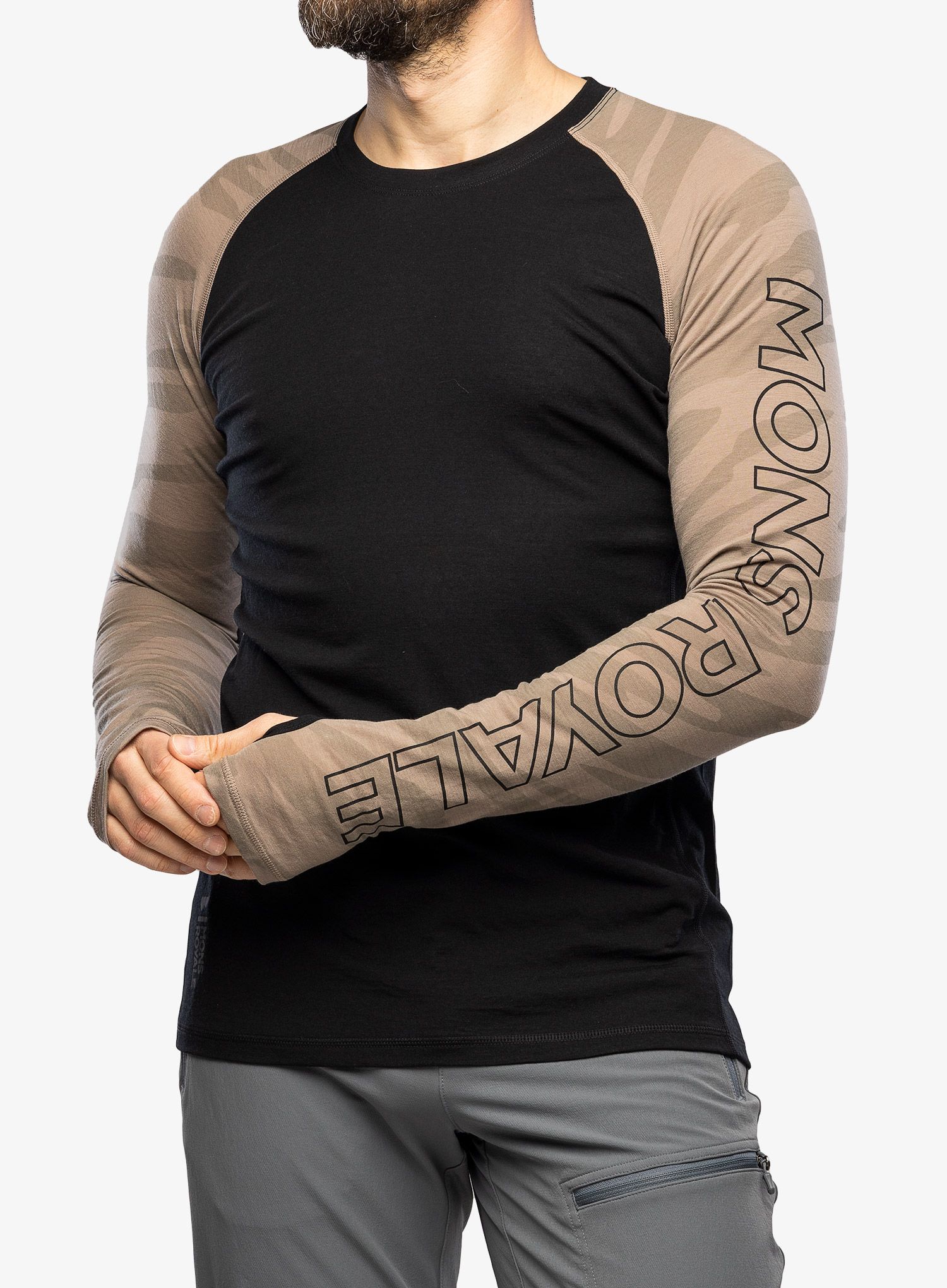 Funkční mikina Mons Royale Temple Tech LS - black/undercover camo