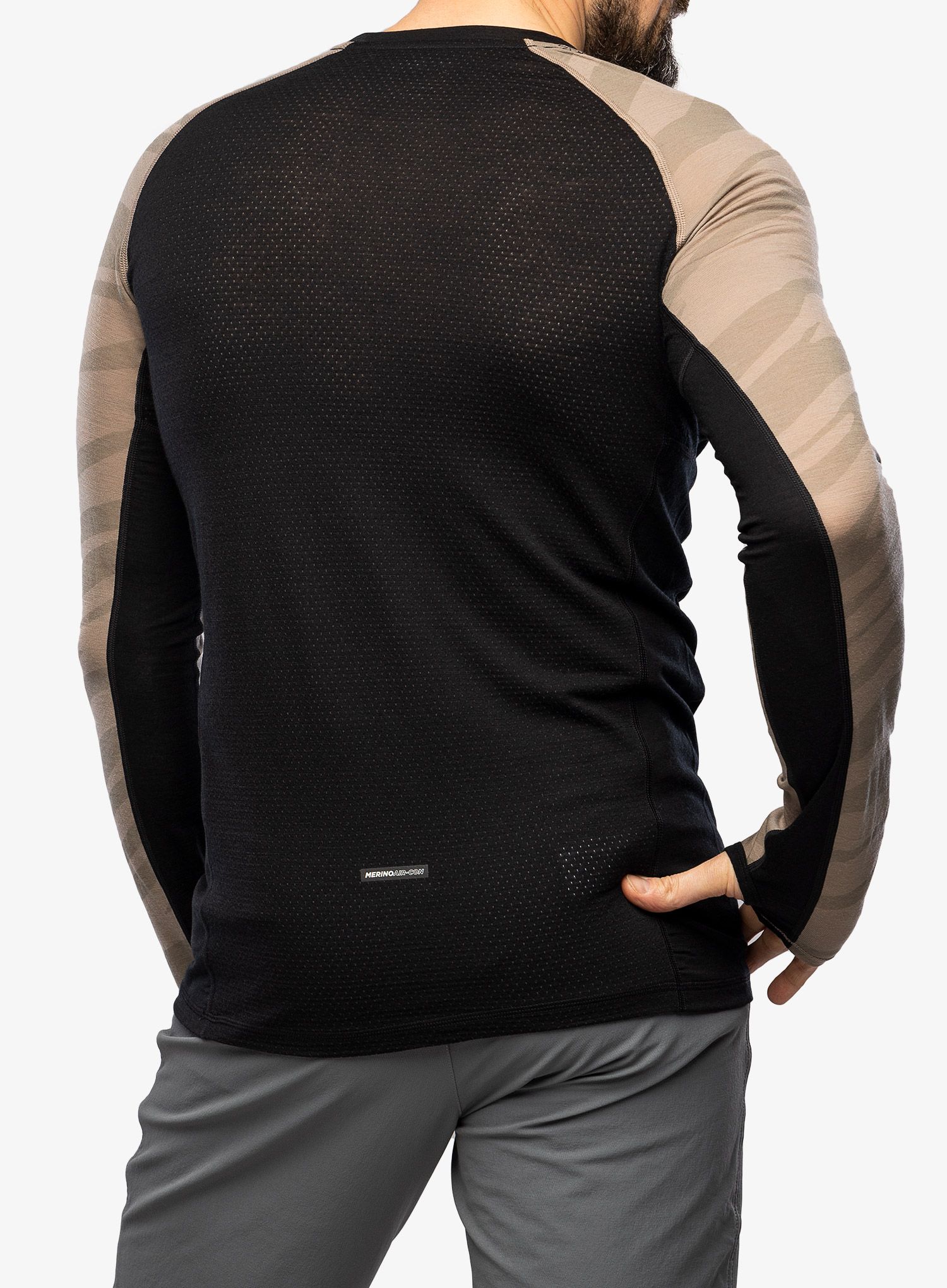 Funkční mikina Mons Royale Temple Tech LS - black/undercover camo