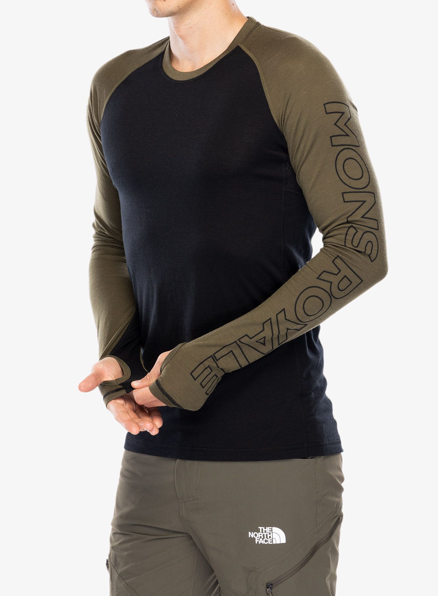 Funkční mikina Mons Royale Temple Tech LS - dark olive/black