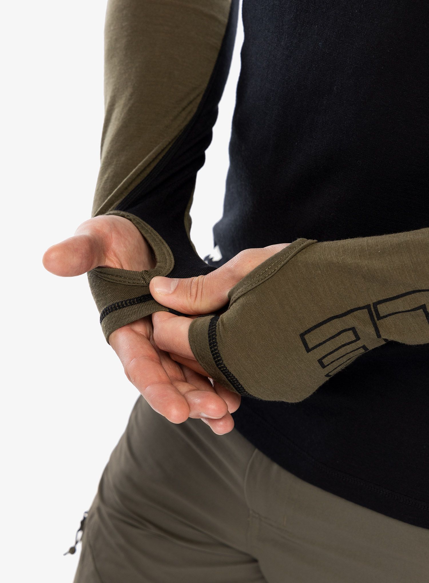 Funkční mikina Mons Royale Temple Tech LS - dark olive/black