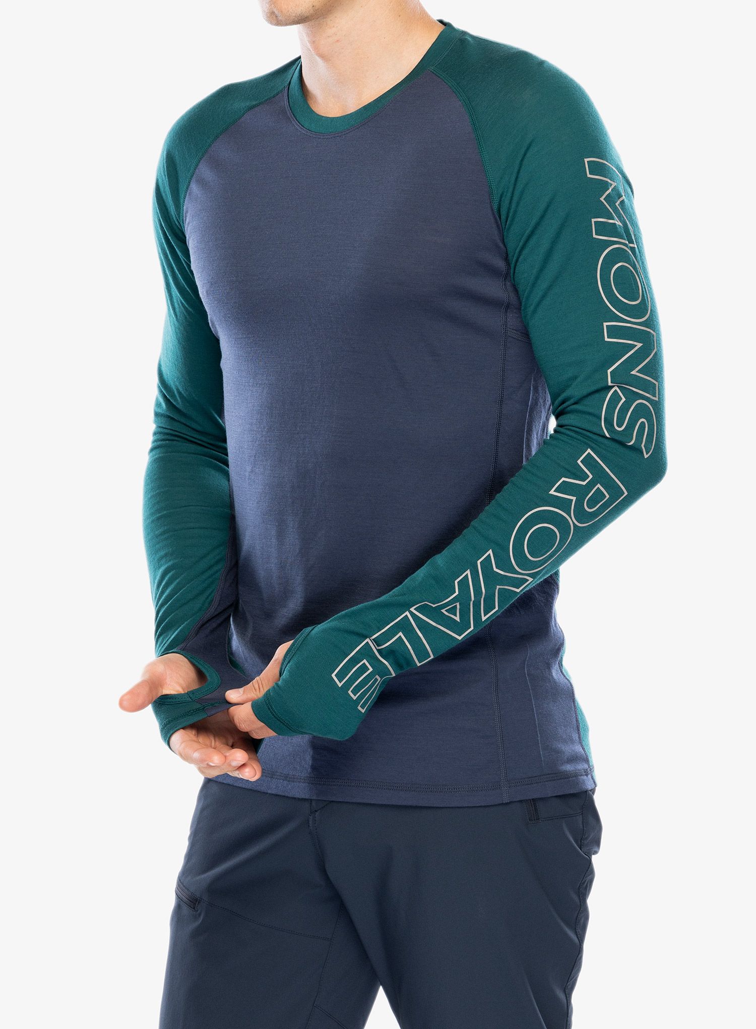 Funkční mikina Mons Royale Temple Tech LS - evergreen/midnight