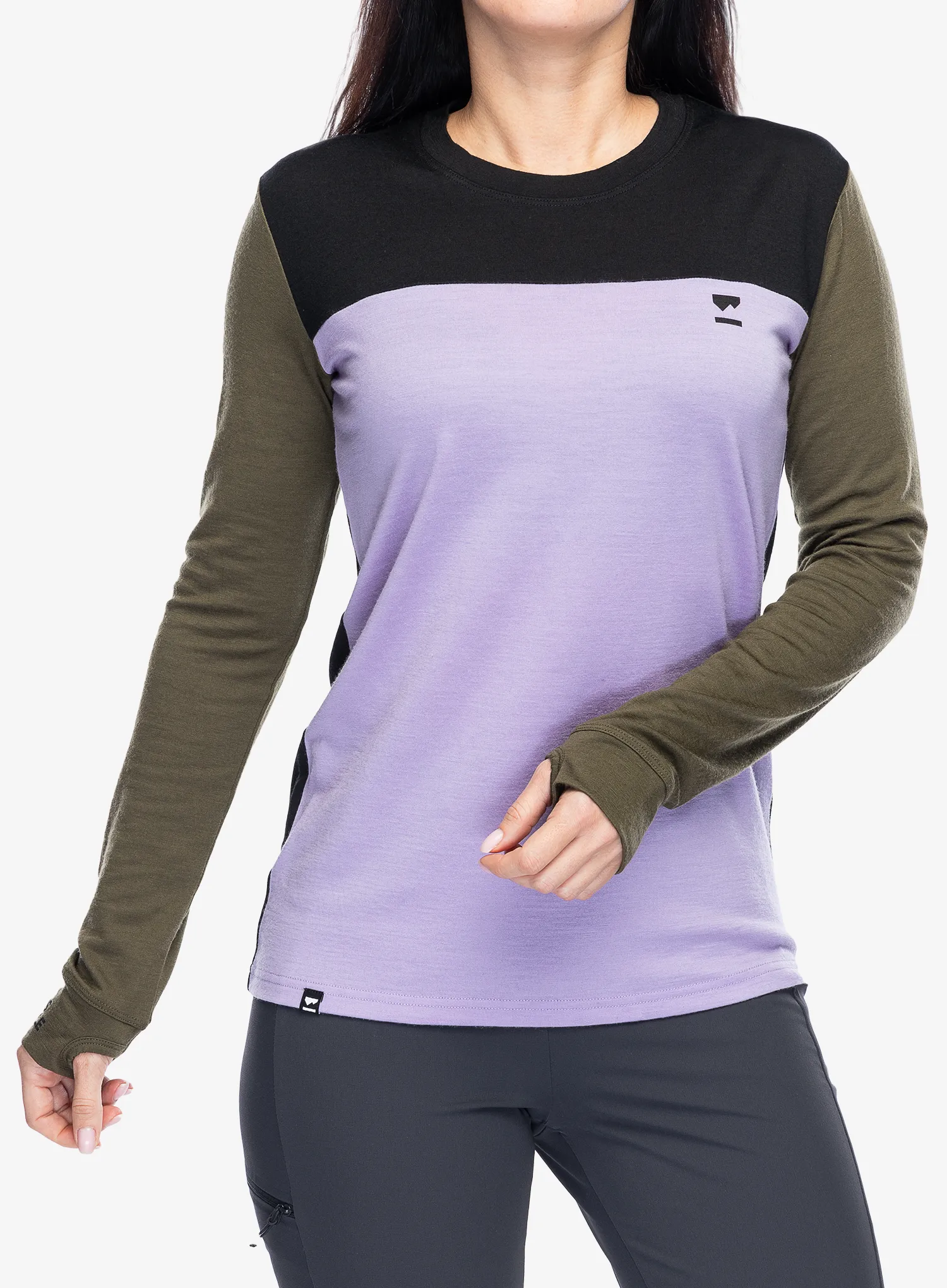 Dámské triko s dlouhým rukávem Mons Royale Yotei BF LS - lupin/dark olive/black