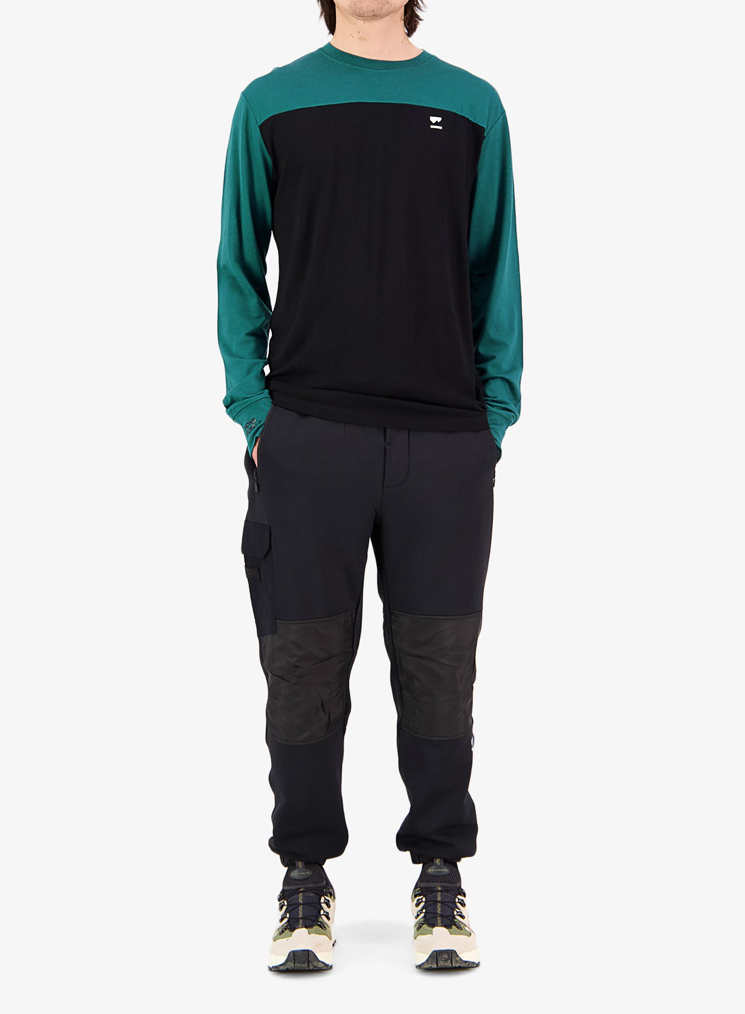 Tričko s dlouhým rukávem Mons Royale Yotei LS - evergreen/black