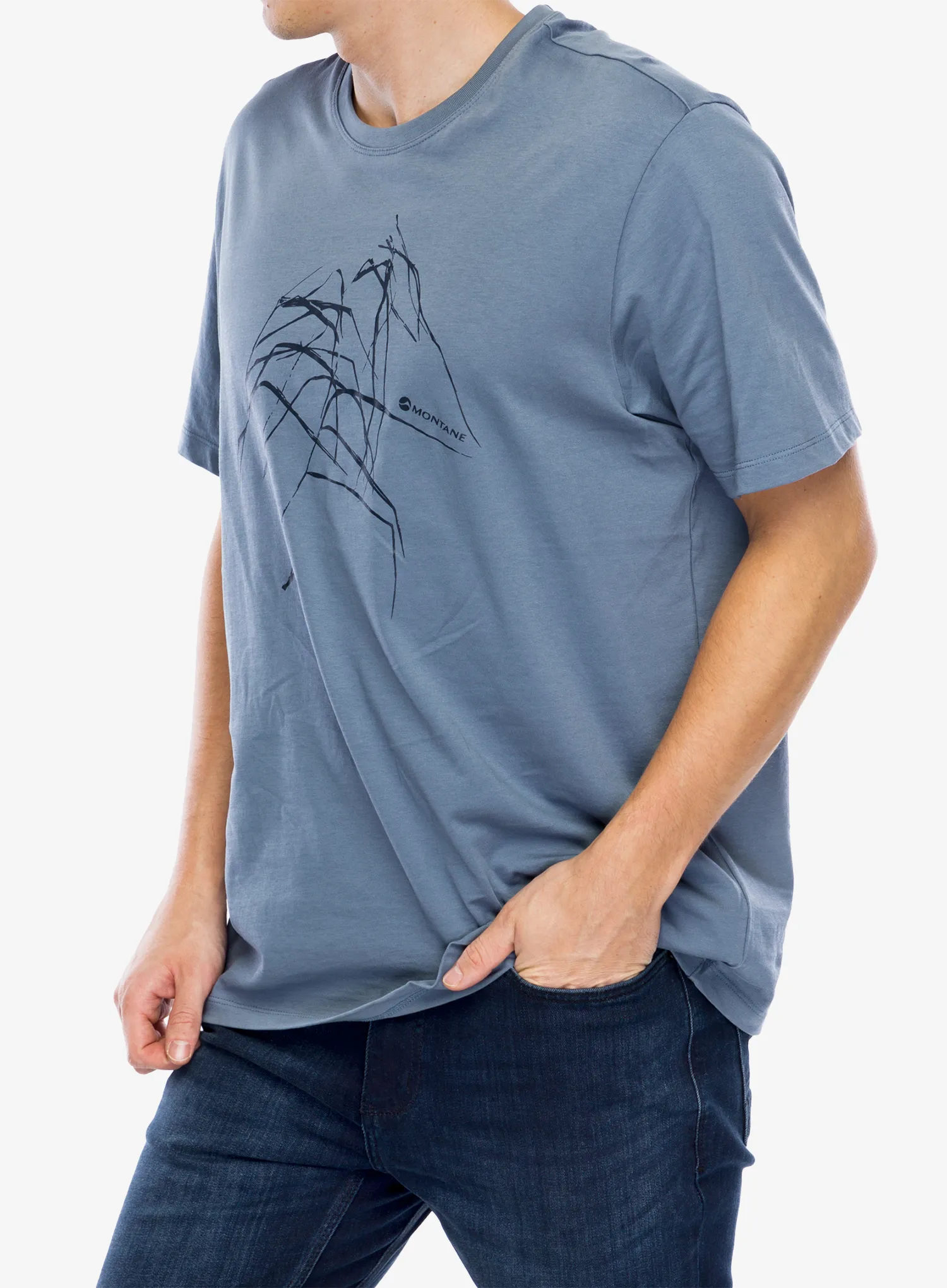 Tričko s potiskem Montane Abstract Mountain T-Shirt - stone blue