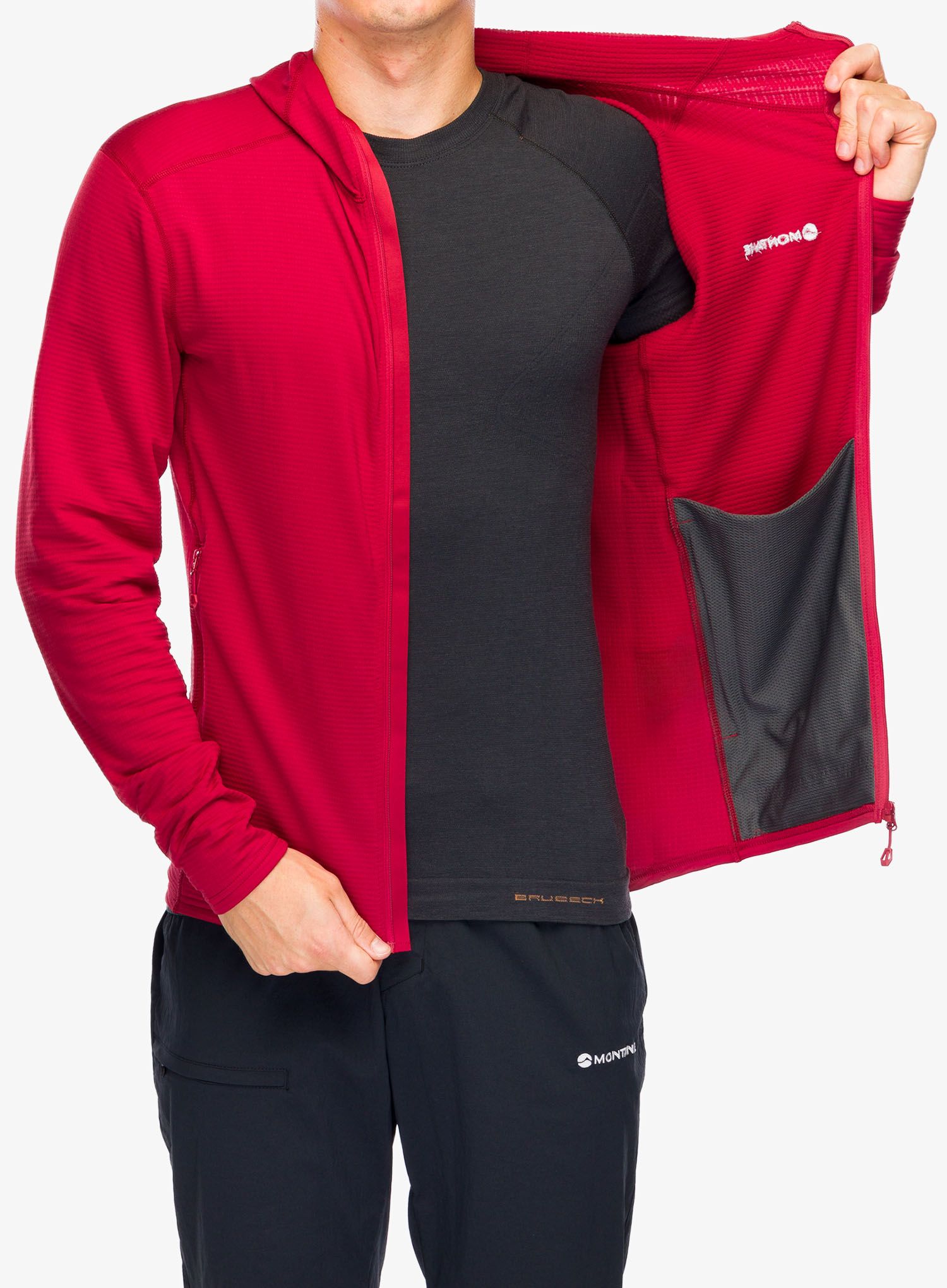 Mikina s kapucí Montane Protium Lite Hoodie - acer red