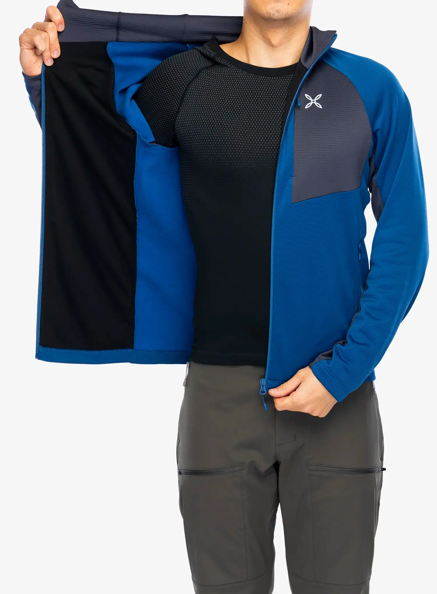 Fleece mikina Montura Groove Maglia - deep blue/graphite blue