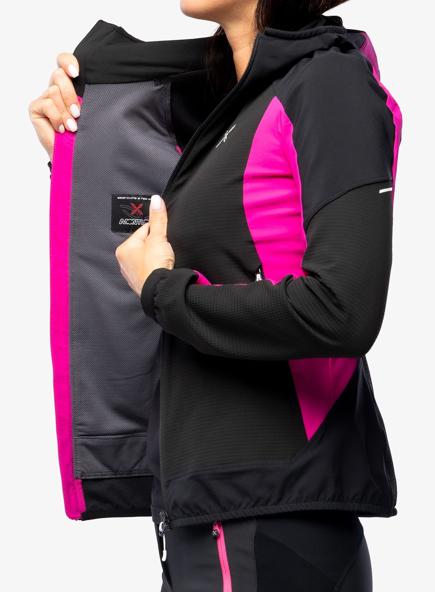 Softshellová bunda dámská Montura Premium Wind Hoody Jacket - black/intense violet