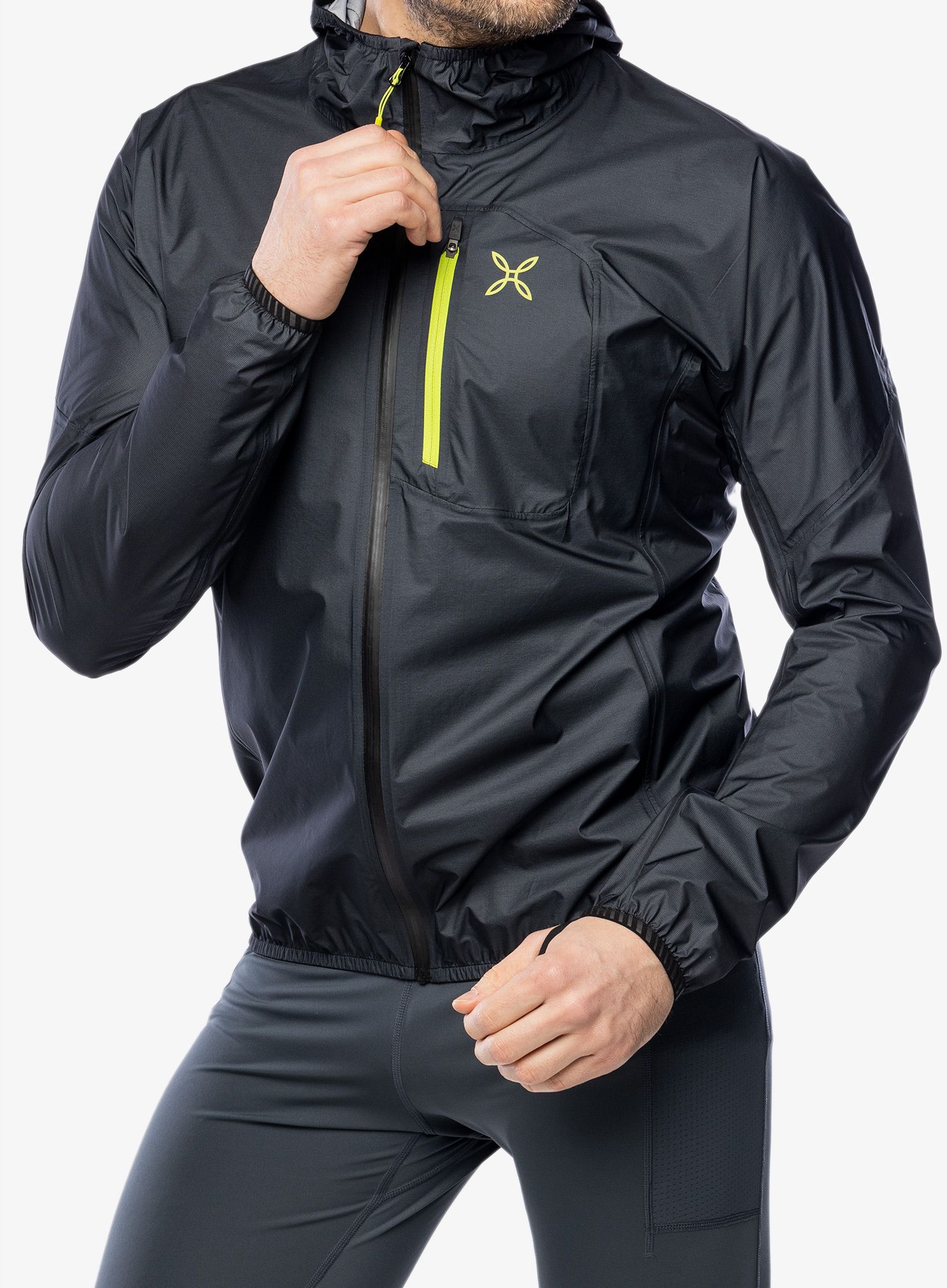 Bunda na běhání Montura Shadow Jacket - black/lime green