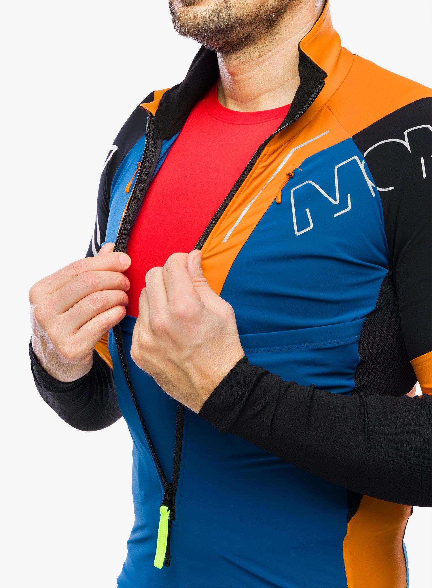 Mikina bez kapuce Montura Slick Maglia - deep blue/mandarine
