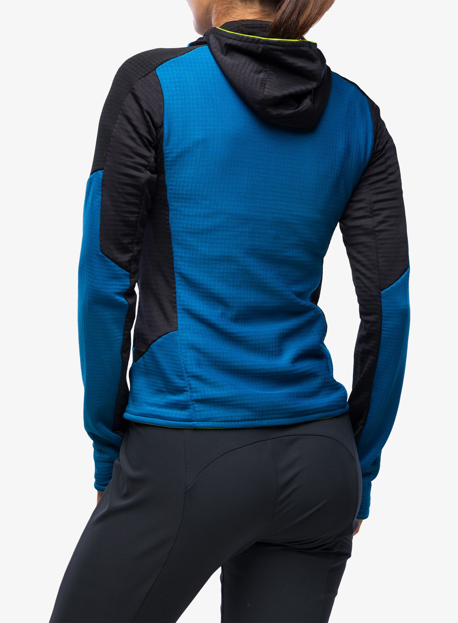 Dámská mikina s kapucí Montura Stretch Color 2 Maglia - deep blue/yellow fluo