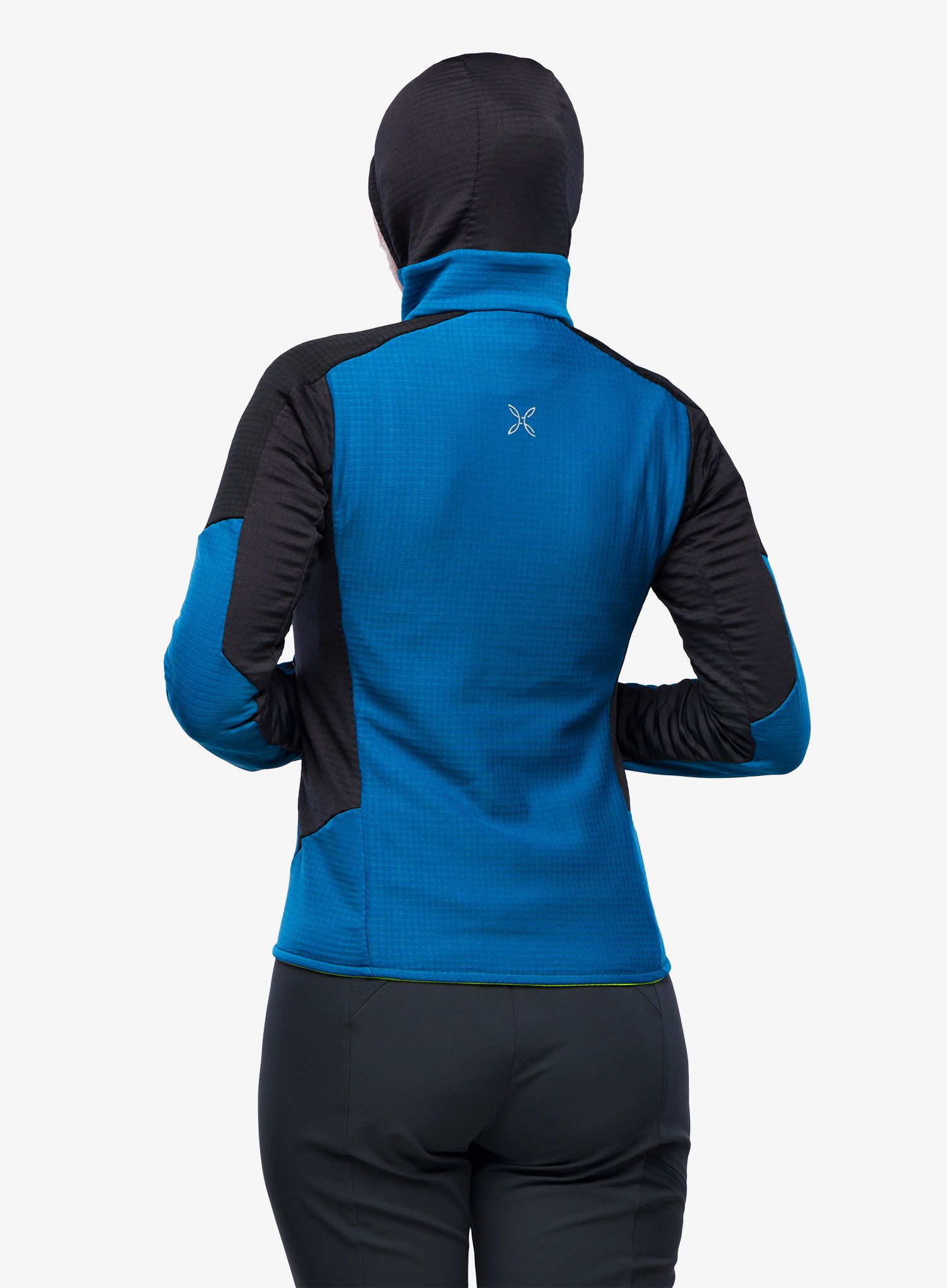 Dámská mikina s kapucí Montura Stretch Color 2 Maglia - deep blue/yellow fluo