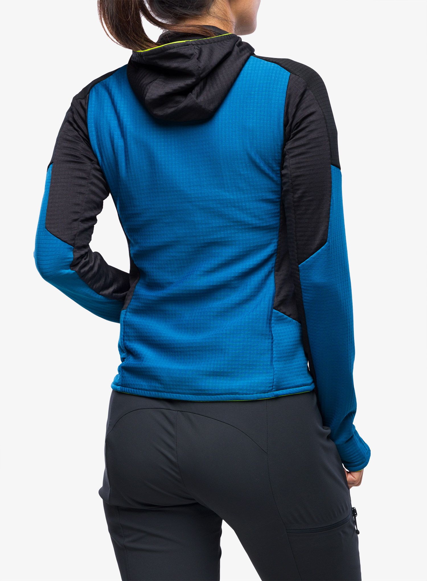 Dámská mikina s kapucí Montura Stretch Color 2 Maglia - deep blue/yellow fluo