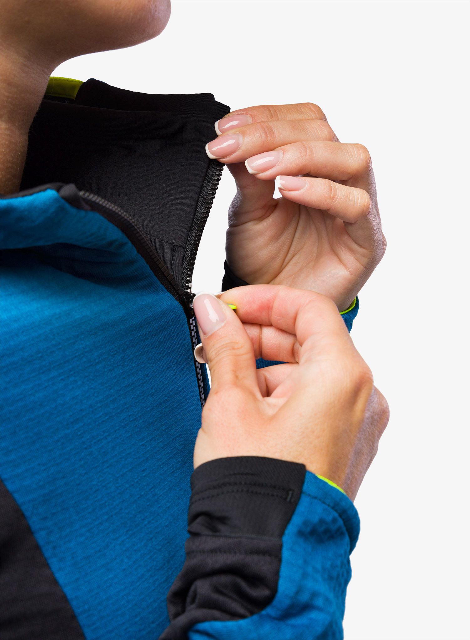 Dámská mikina s kapucí Montura Stretch Color 2 Maglia - deep blue/yellow fluo