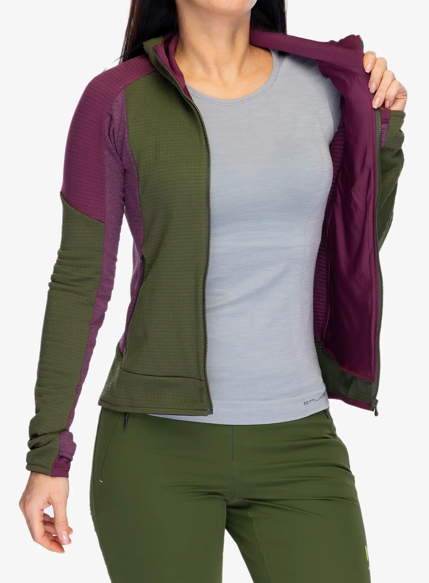 Dámská mikina Montura Stretch Color 2 Maglia - sage green/wine red