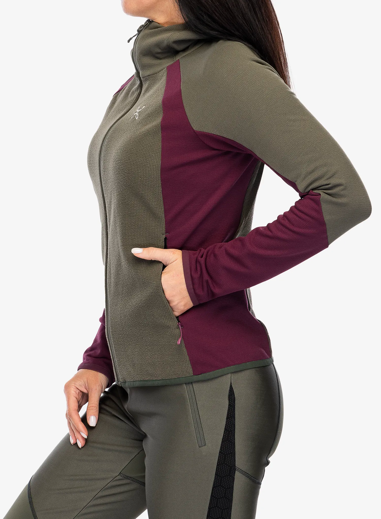 Dámská mikina na zip Montura Stretch Evo Maglia - sage green/wine red