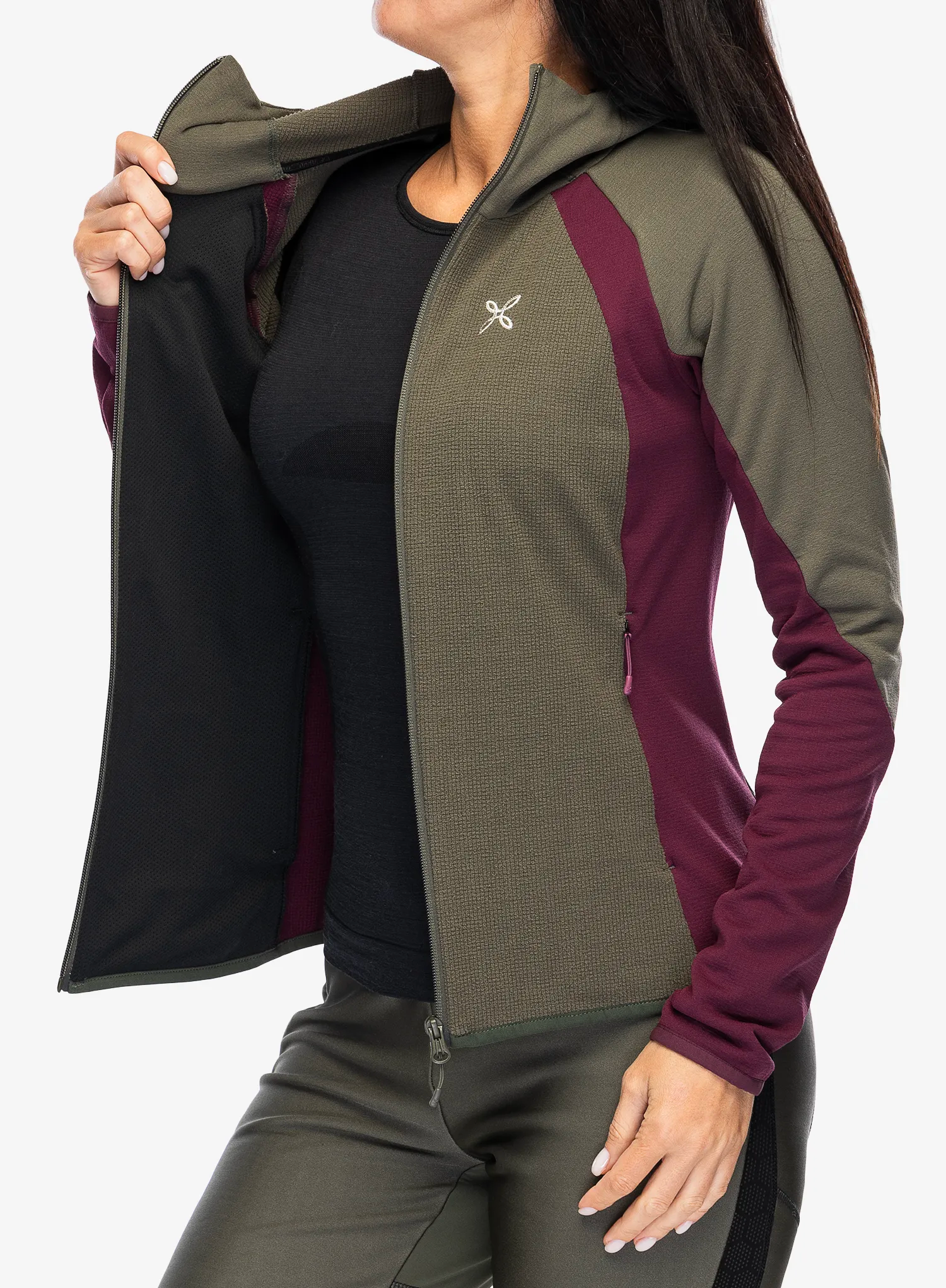 Dámská mikina na zip Montura Stretch Evo Maglia - sage green/wine red