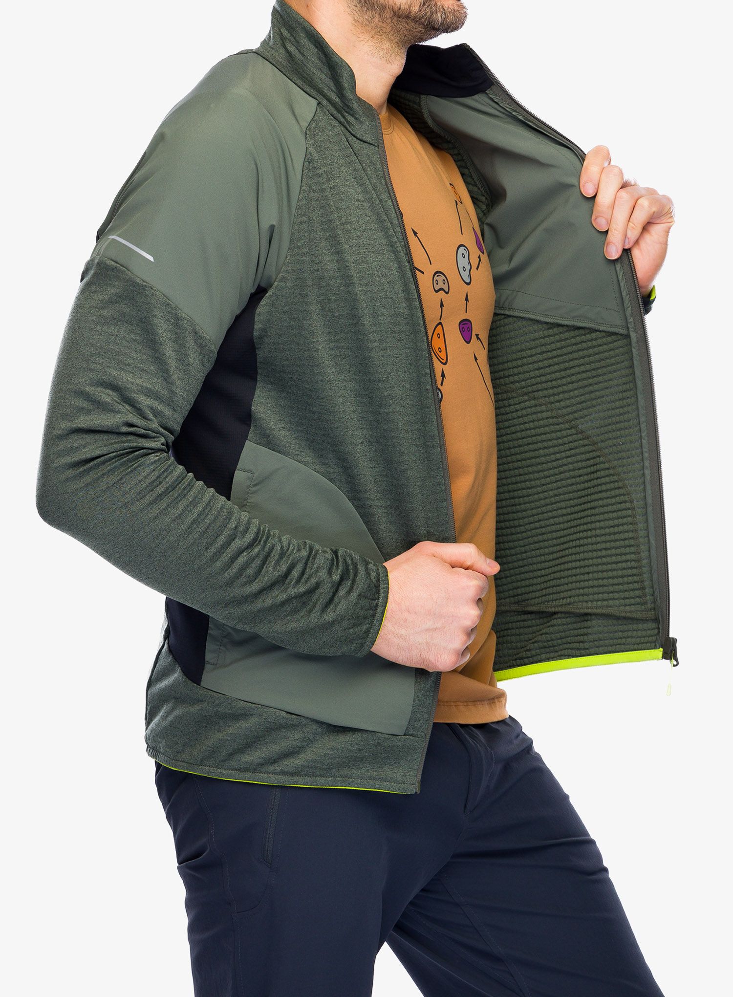 Mikina bez kapuce Montura Thermal Grid 2 Maglia - sage green/lime green
