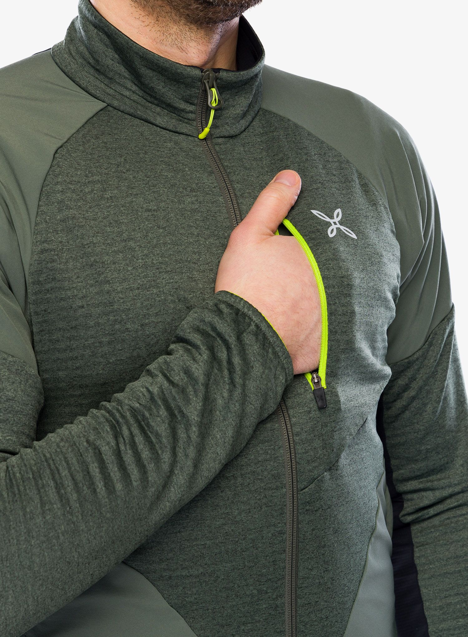 Mikina bez kapuce Montura Thermal Grid 2 Maglia - sage green/lime green