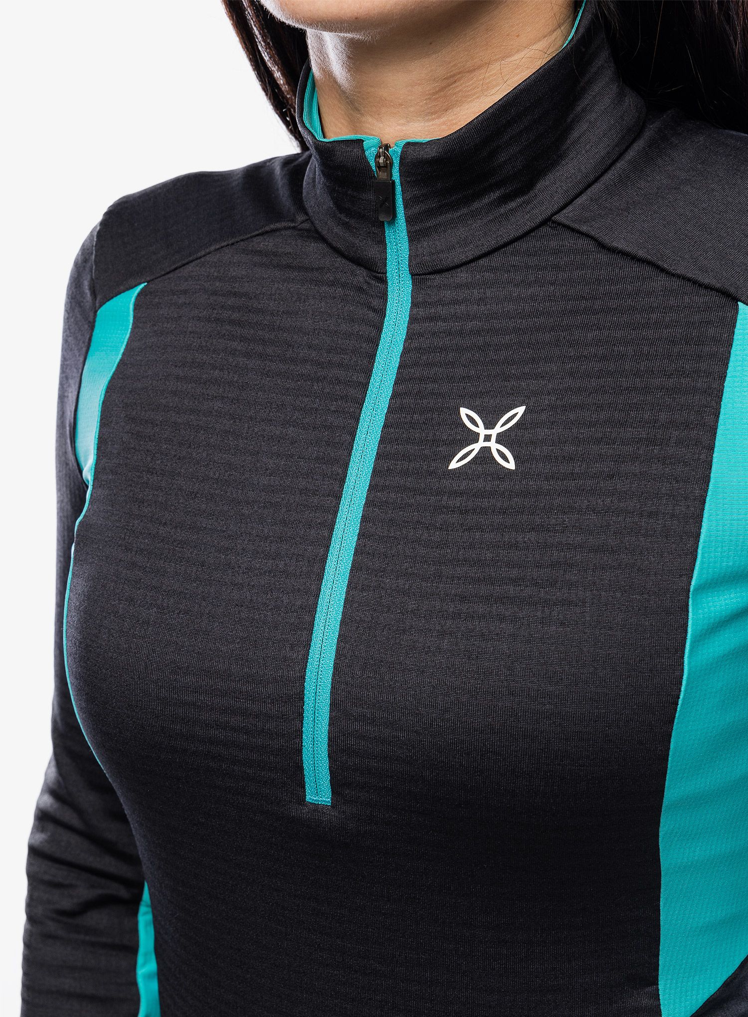 Mikina dámská bez kapuce Montura Thermal Grid Anorak - black/light blue