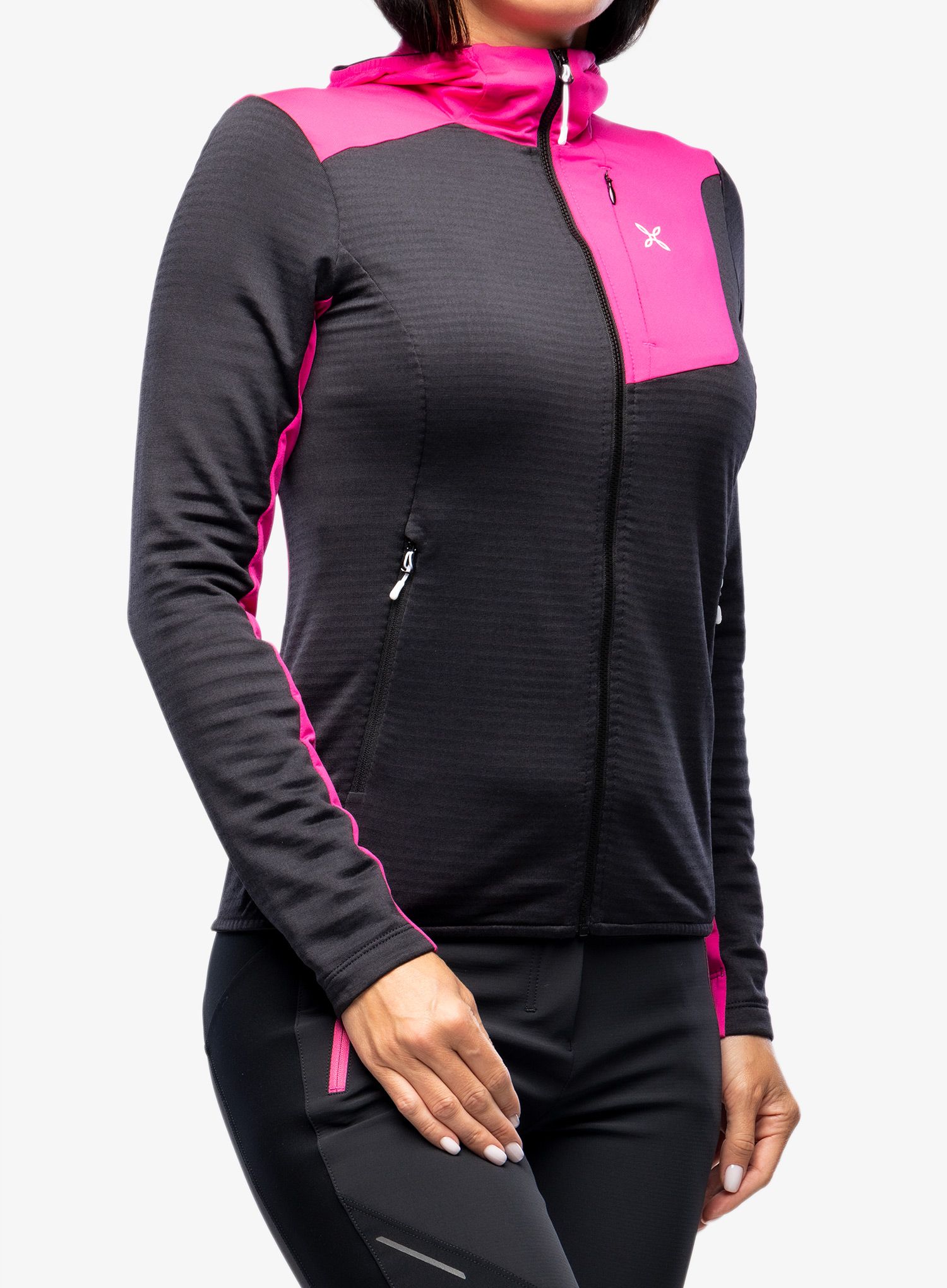 Dámská mikina s kapucí Montura Thermal Grid Pro Hoody Maglia - black/intense violet