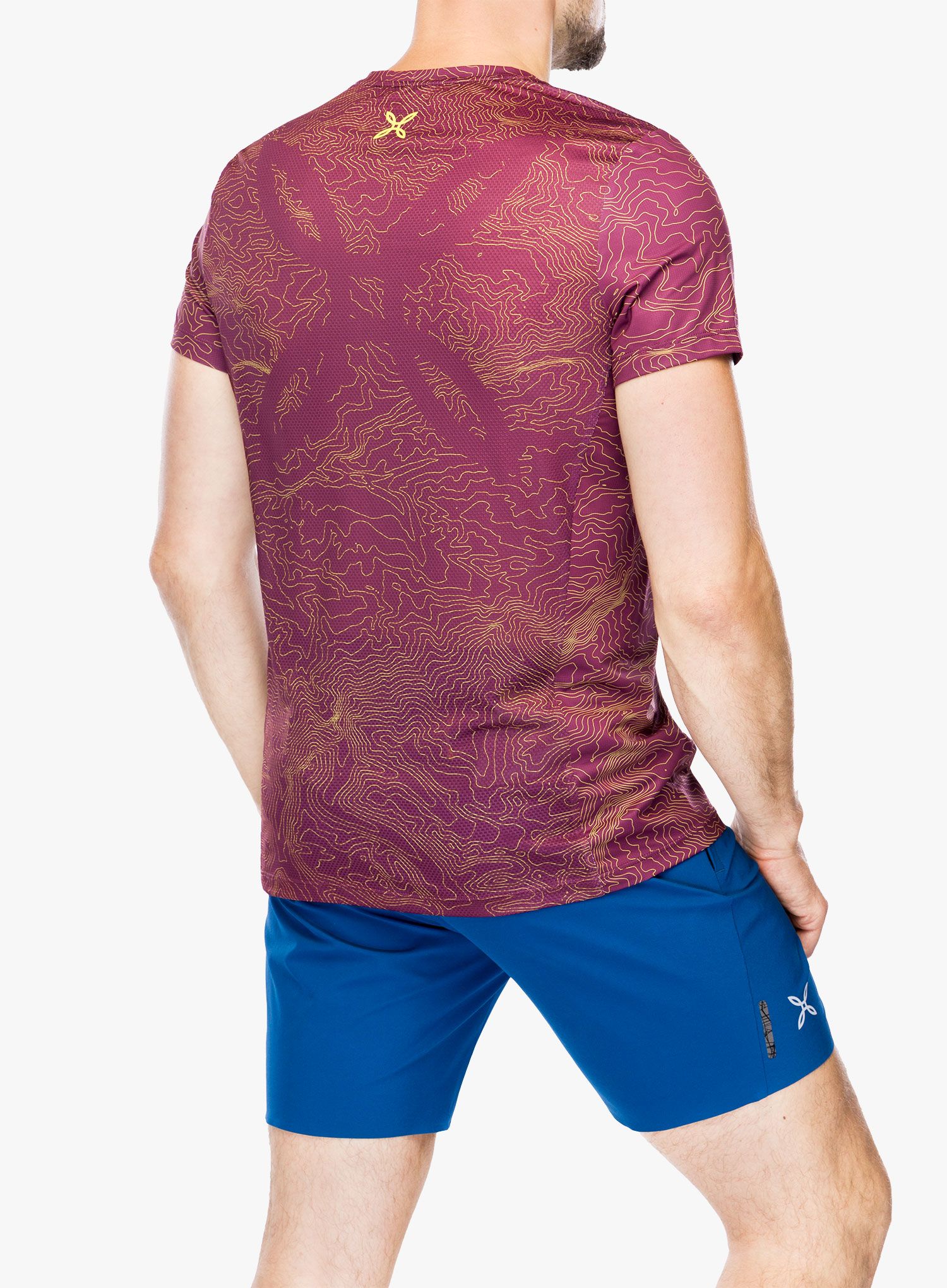 Běžecké tričko Montura Topographic Sublime T-Shirt - wine red/lime