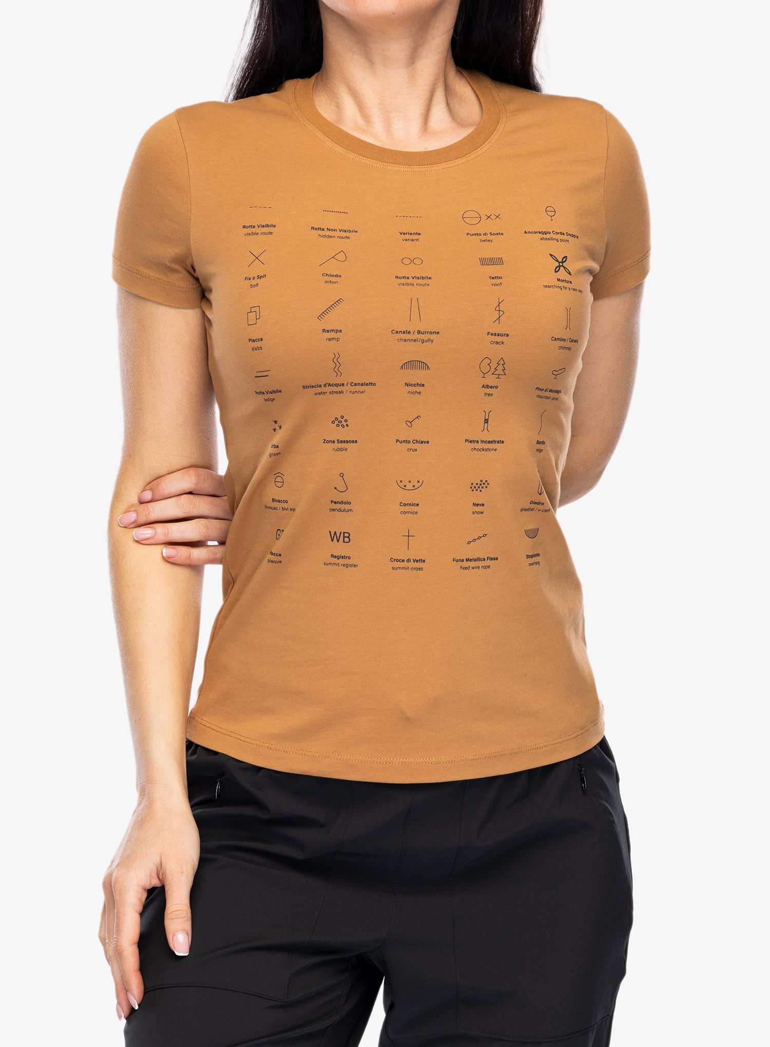 Dámské tričko s potiskem Montura Topographic T-Shirt - camel
