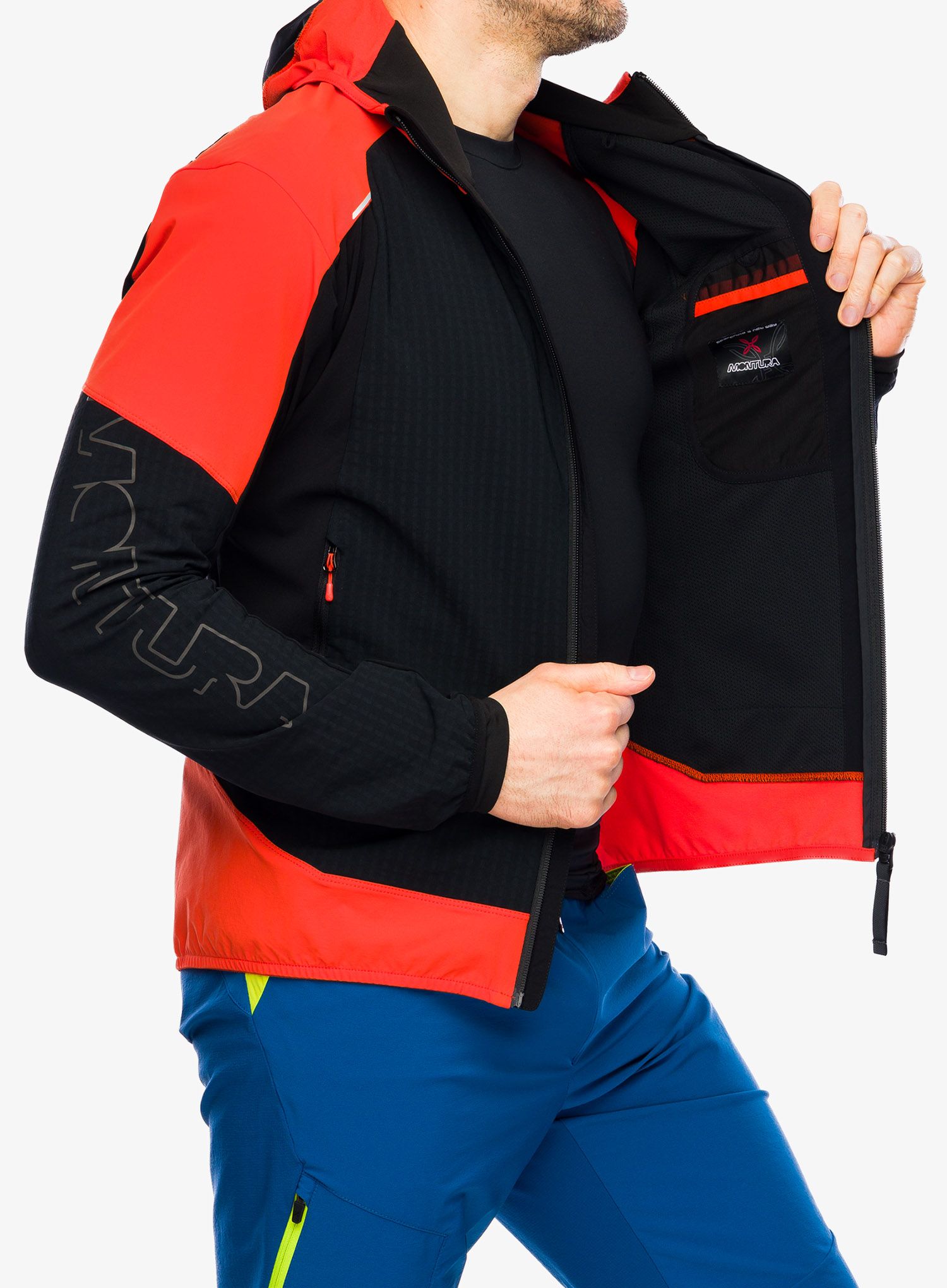 Softshellová bunda Montura Wind Revolution Hoody Jacket - black/bright orange