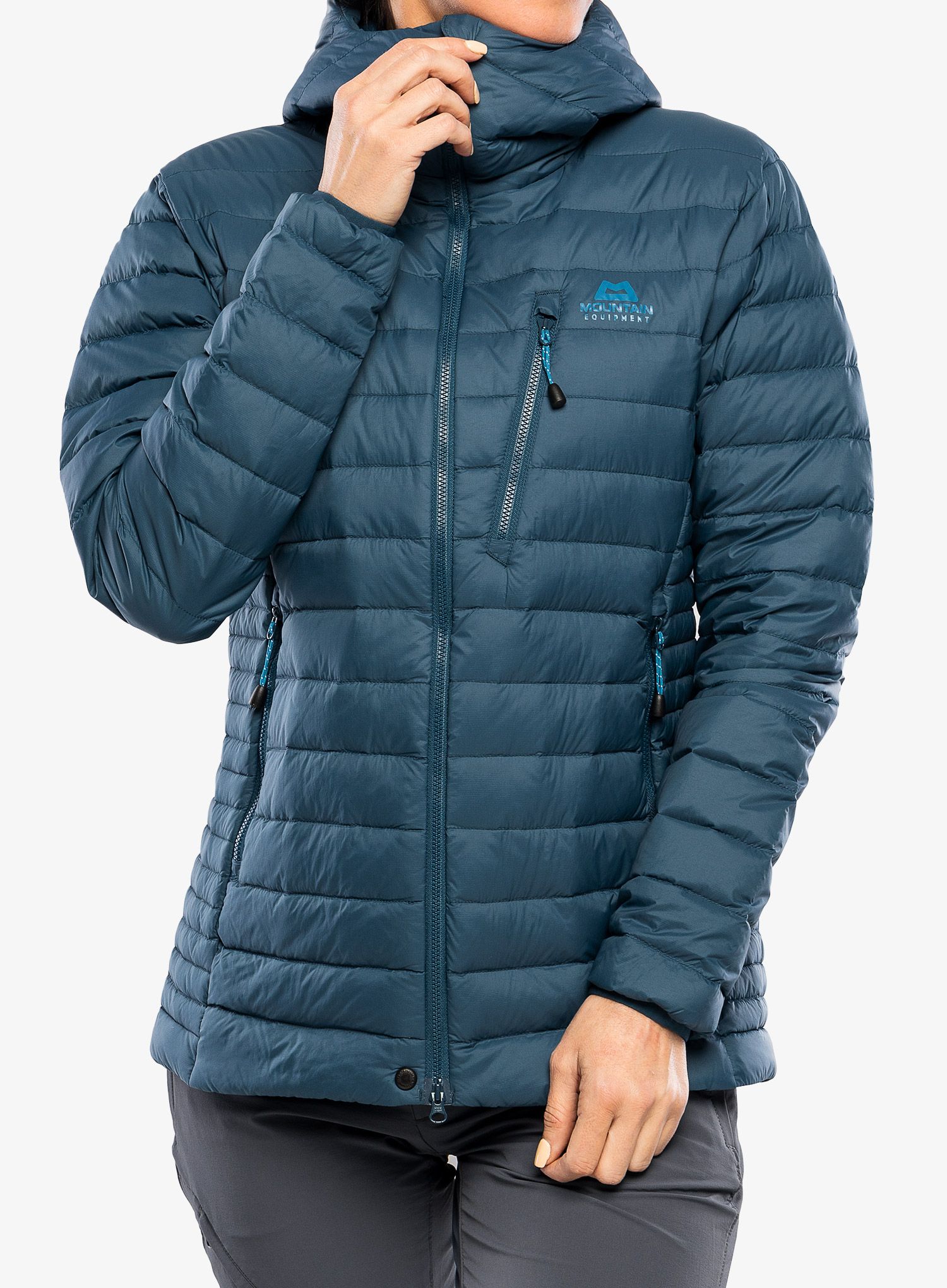 Dámská péřová bunda Mountain Equipment Earthrise Hooded Jacket - majolica blue