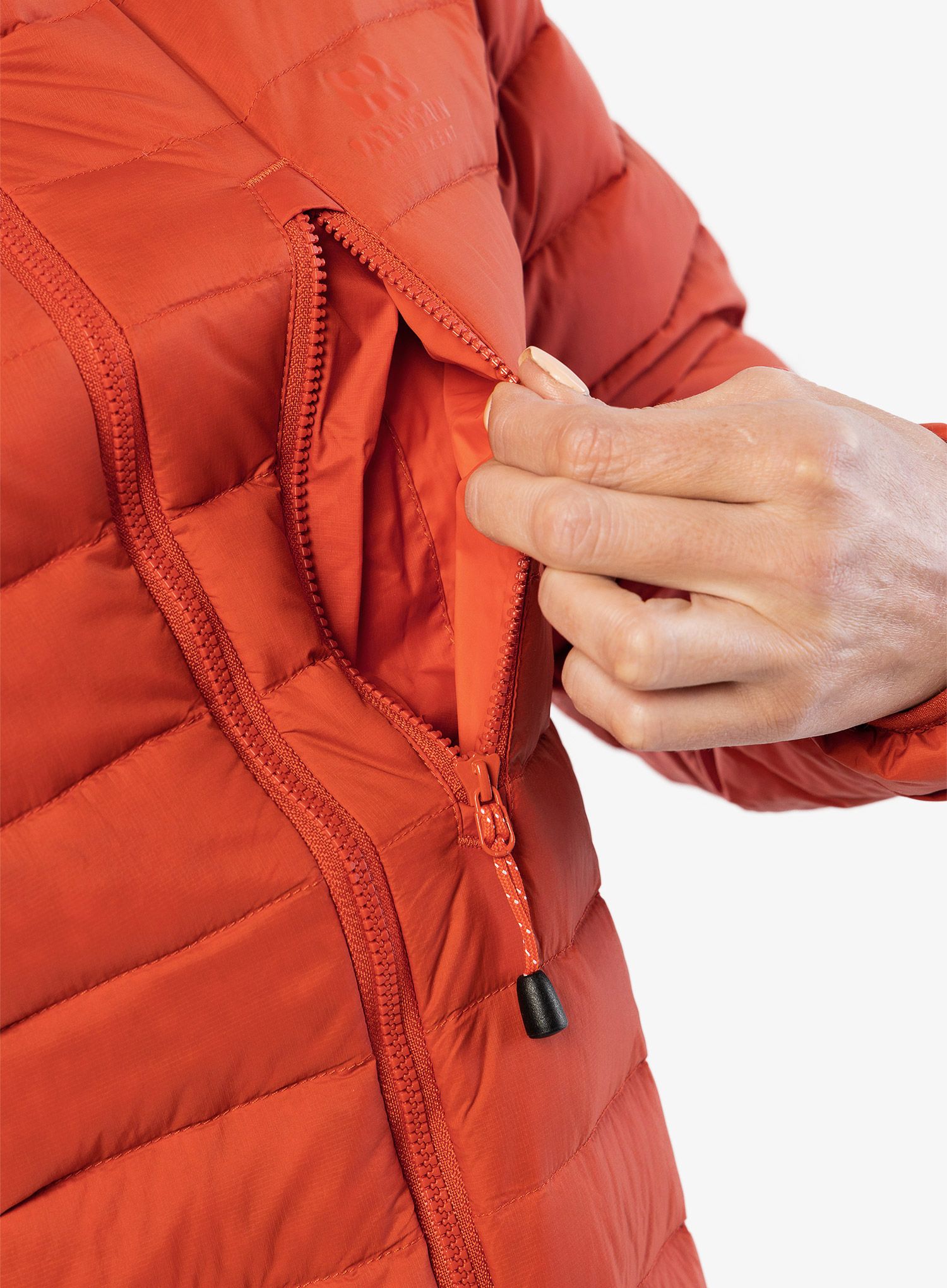 Dámská péřová bunda Mountain Equipment Earthrise Hooded Jacket - red rock