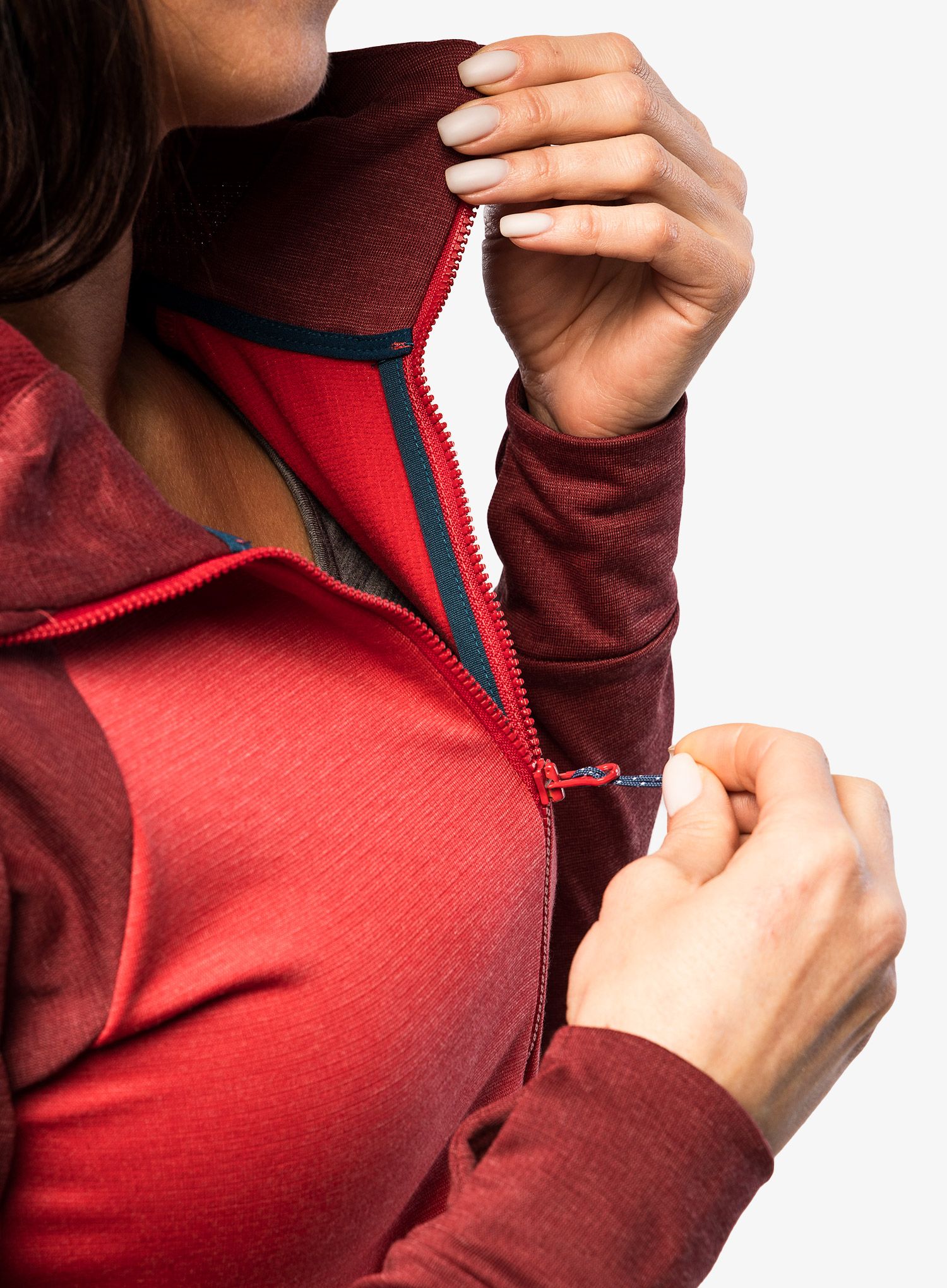 Dámská mikina na lezení Mountain Equipment Endika Hooded Jacket - capsicum/tibetan red
