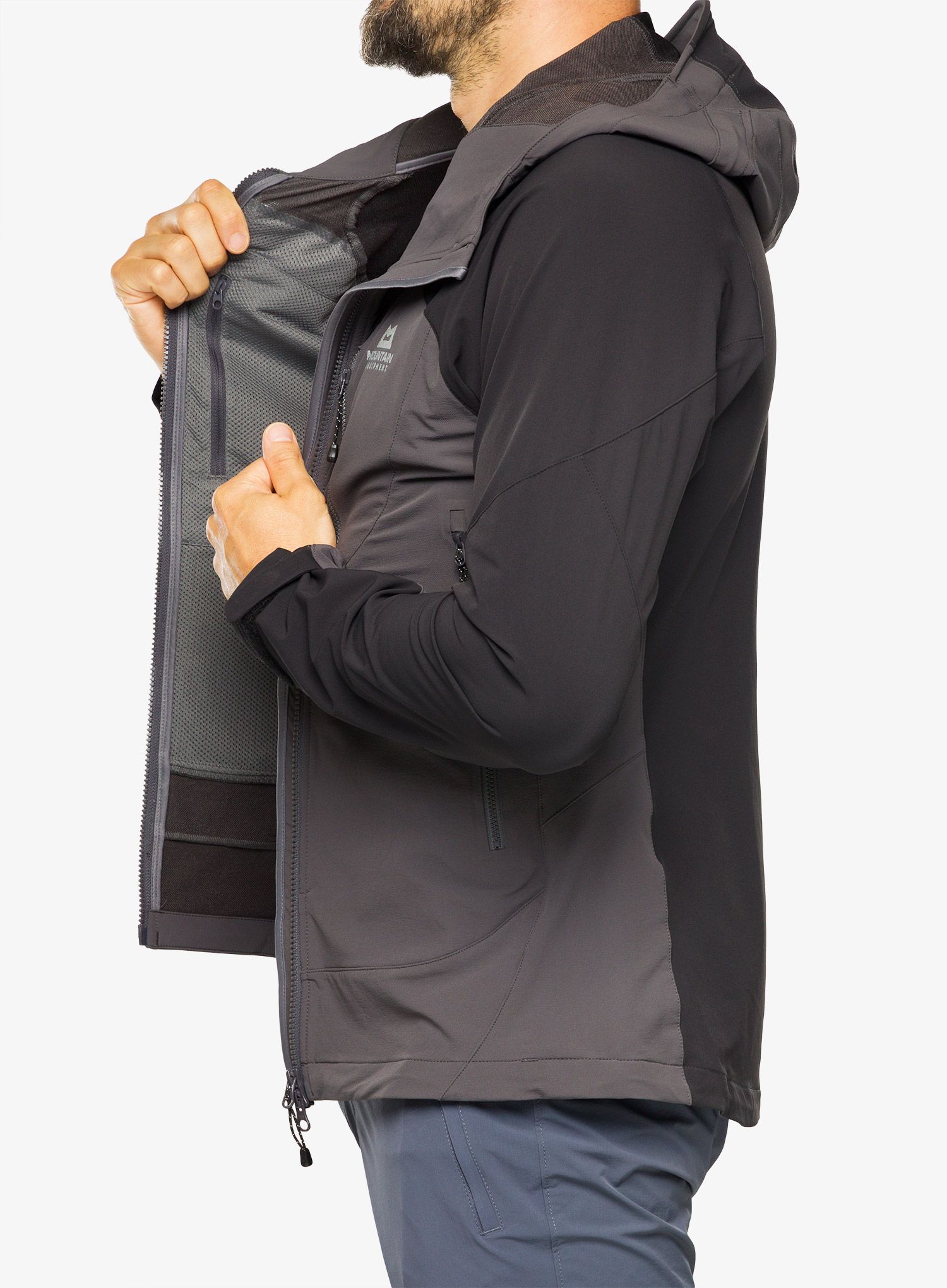 Softshellová bunda Mountain Equipment Frontier Hooded Jacket - anvil grey/black