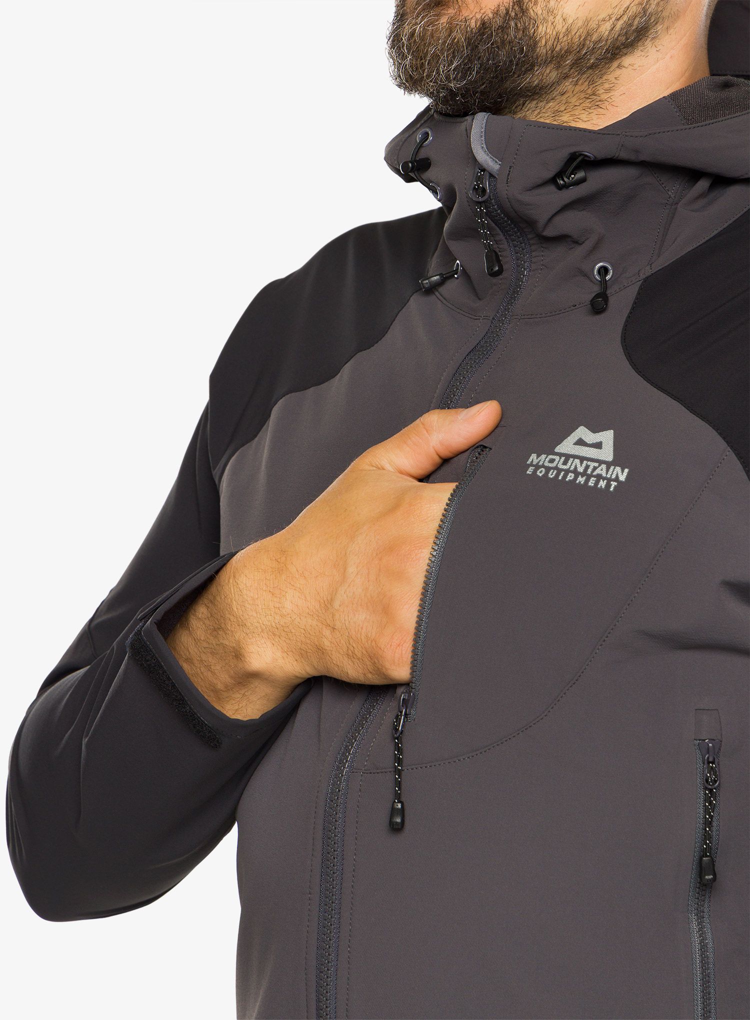 Softshellová bunda Mountain Equipment Frontier Hooded Jacket - anvil grey/black