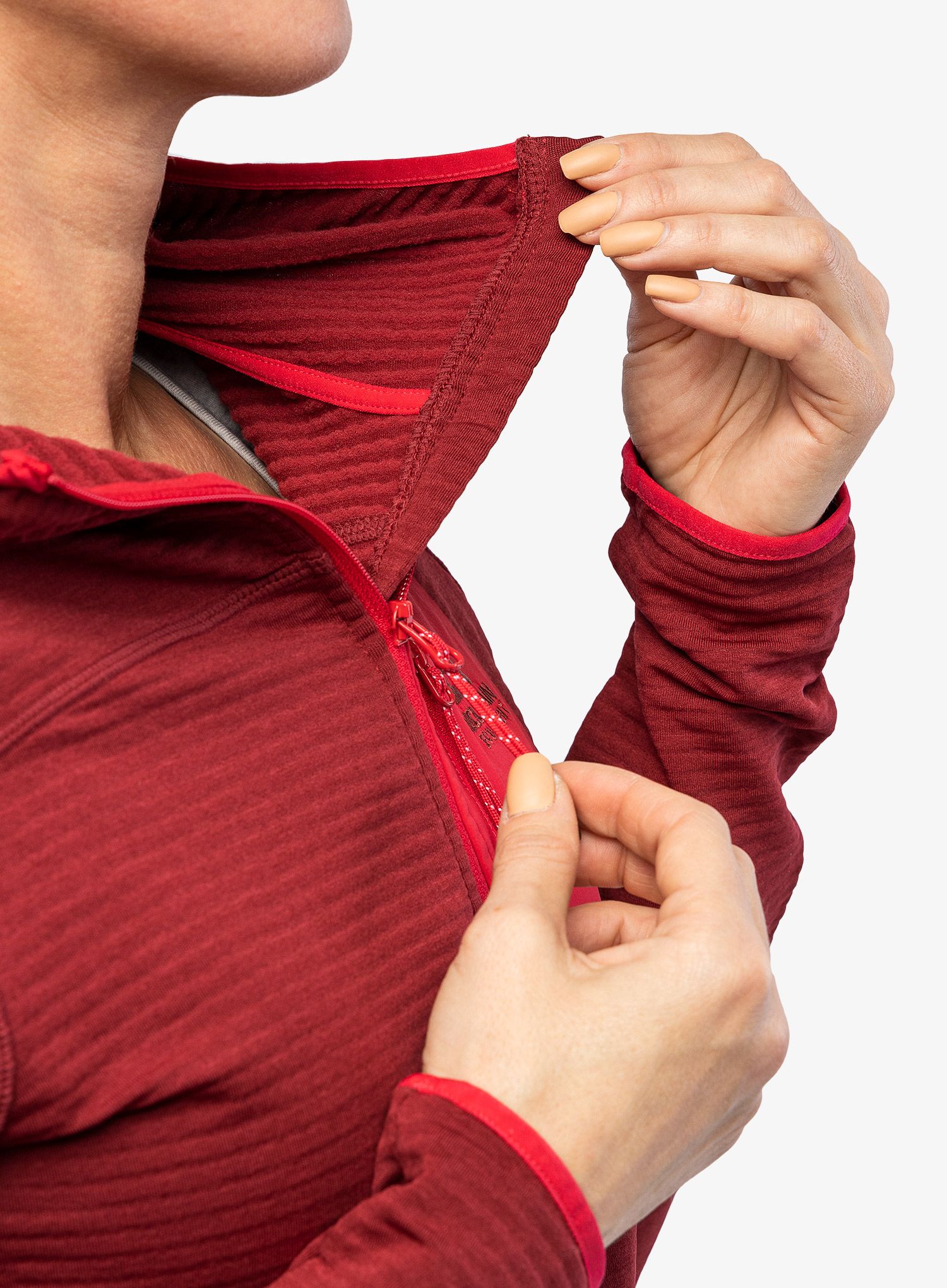 Dámská mikina na lezení Mountain Equipment Lumiko Hooded Jacket - rhubarb/capsic